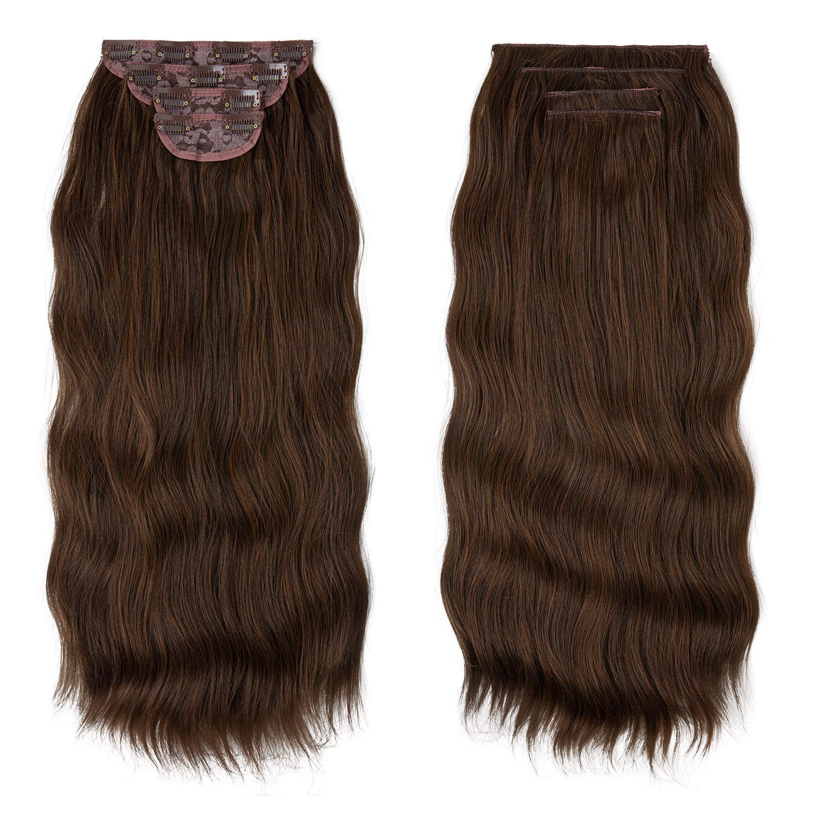 Water Wave Clip-in Hair Extensions - Set for Black Women | Heat Resistant Synthetic Bundles with Seamless Blend