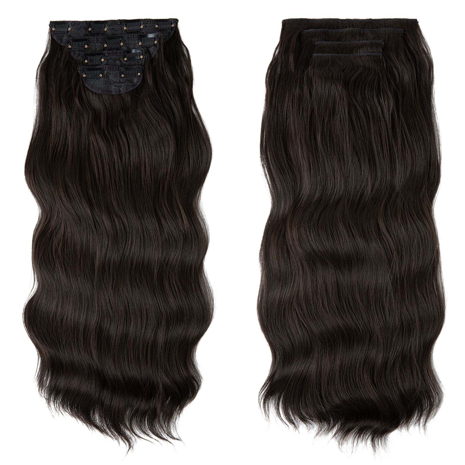 Water Wave Clip-in Hair Extensions - Set for Black Women | Heat Resistant Synthetic Bundles with Seamless Blend