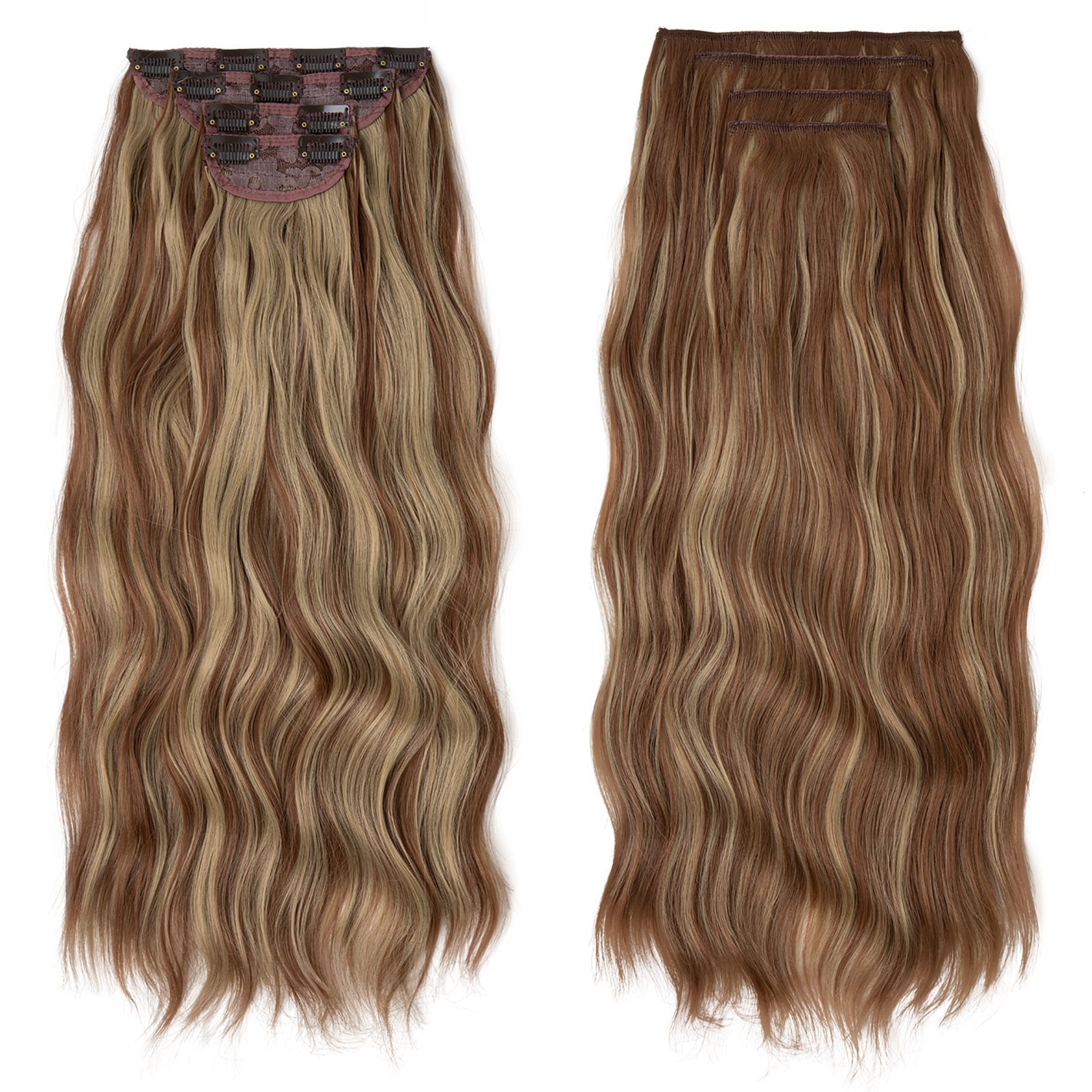 Water Wave Clip-in Hair Extensions - Set for Black Women | Heat Resistant Synthetic Bundles with Seamless Blend