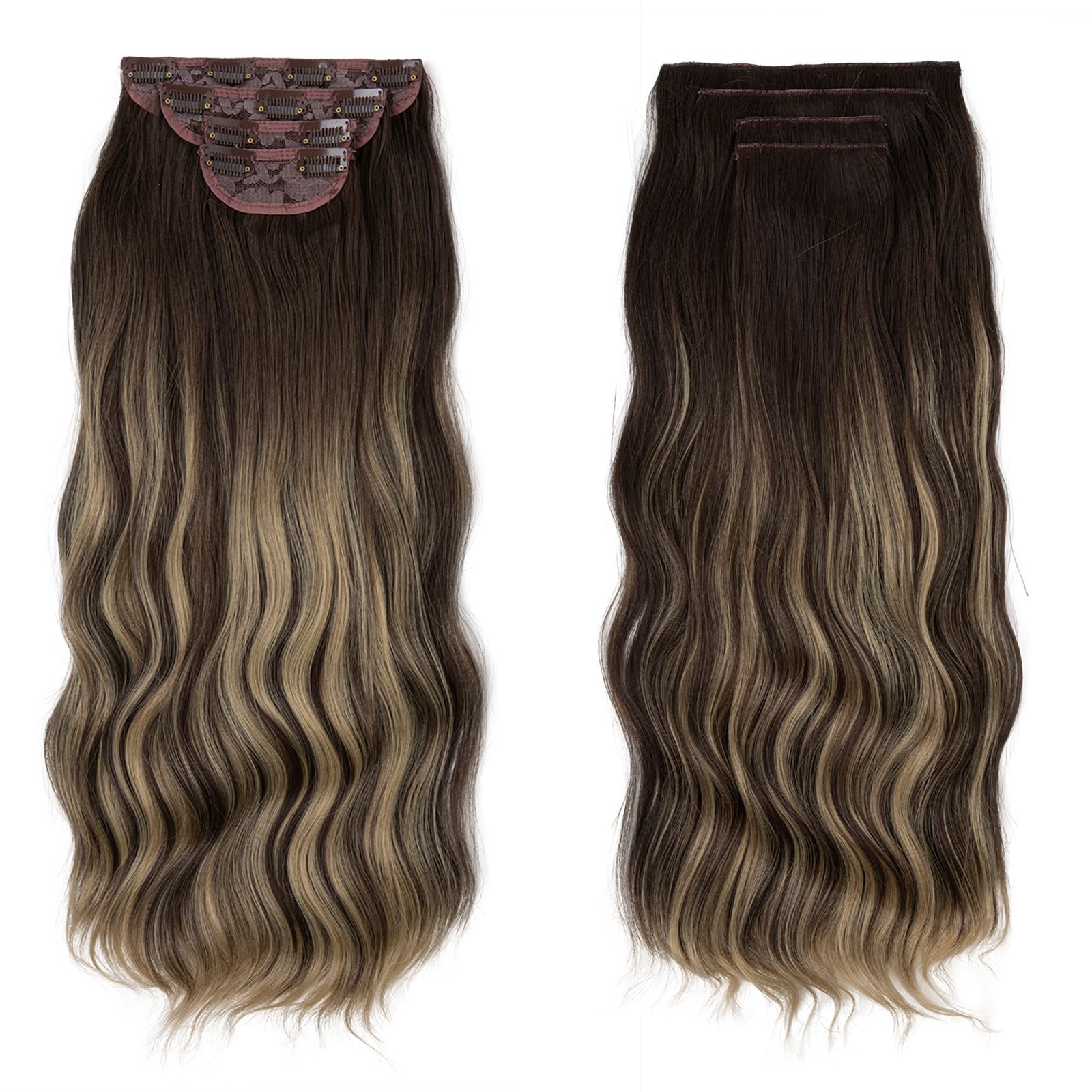 Water Wave Clip-in Hair Extensions - Set for Black Women | Heat Resistant Synthetic Bundles with Seamless Blend