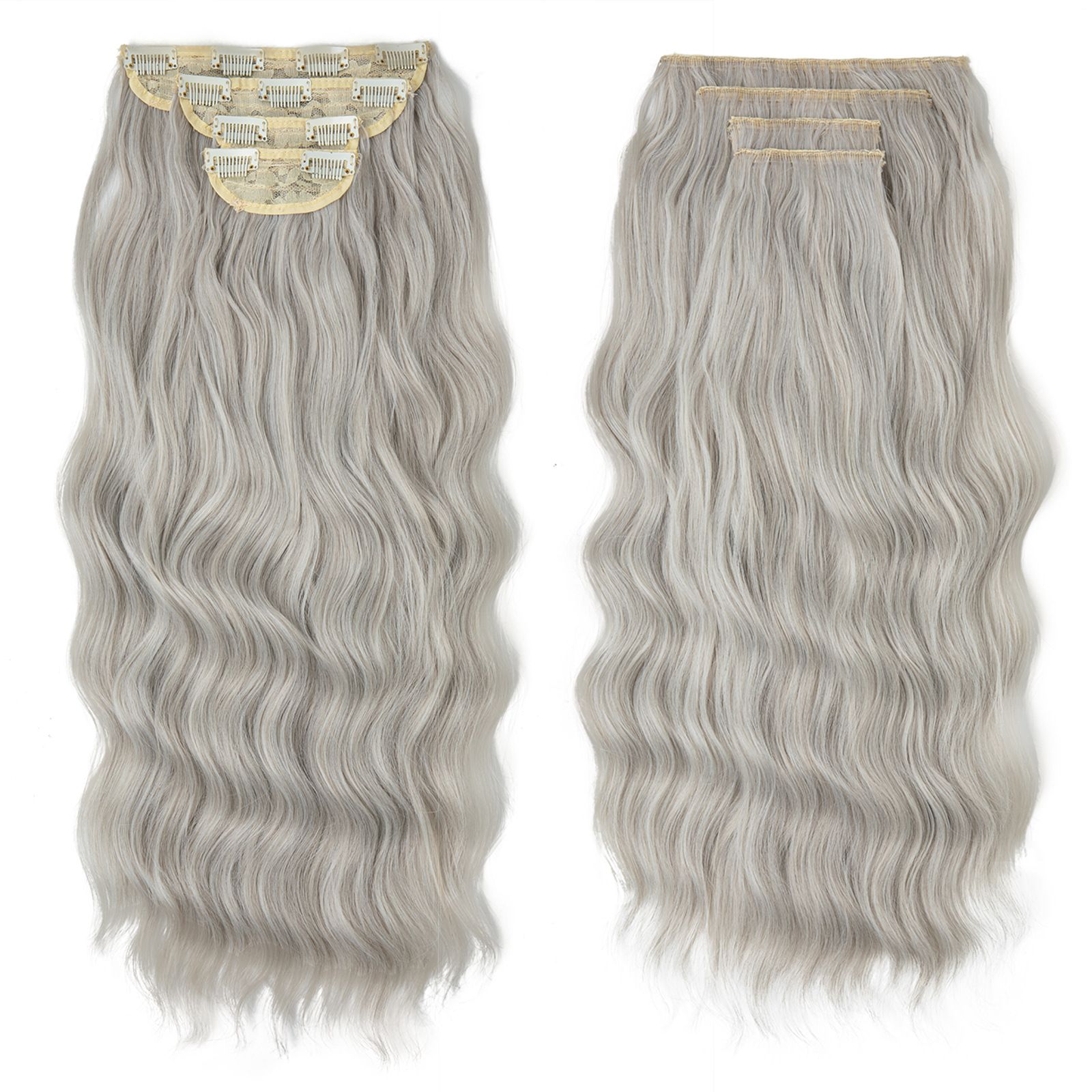 Water Wave Clip-in Hair Extensions - Set for Black Women | Heat Resistant Synthetic Bundles with Seamless Blend