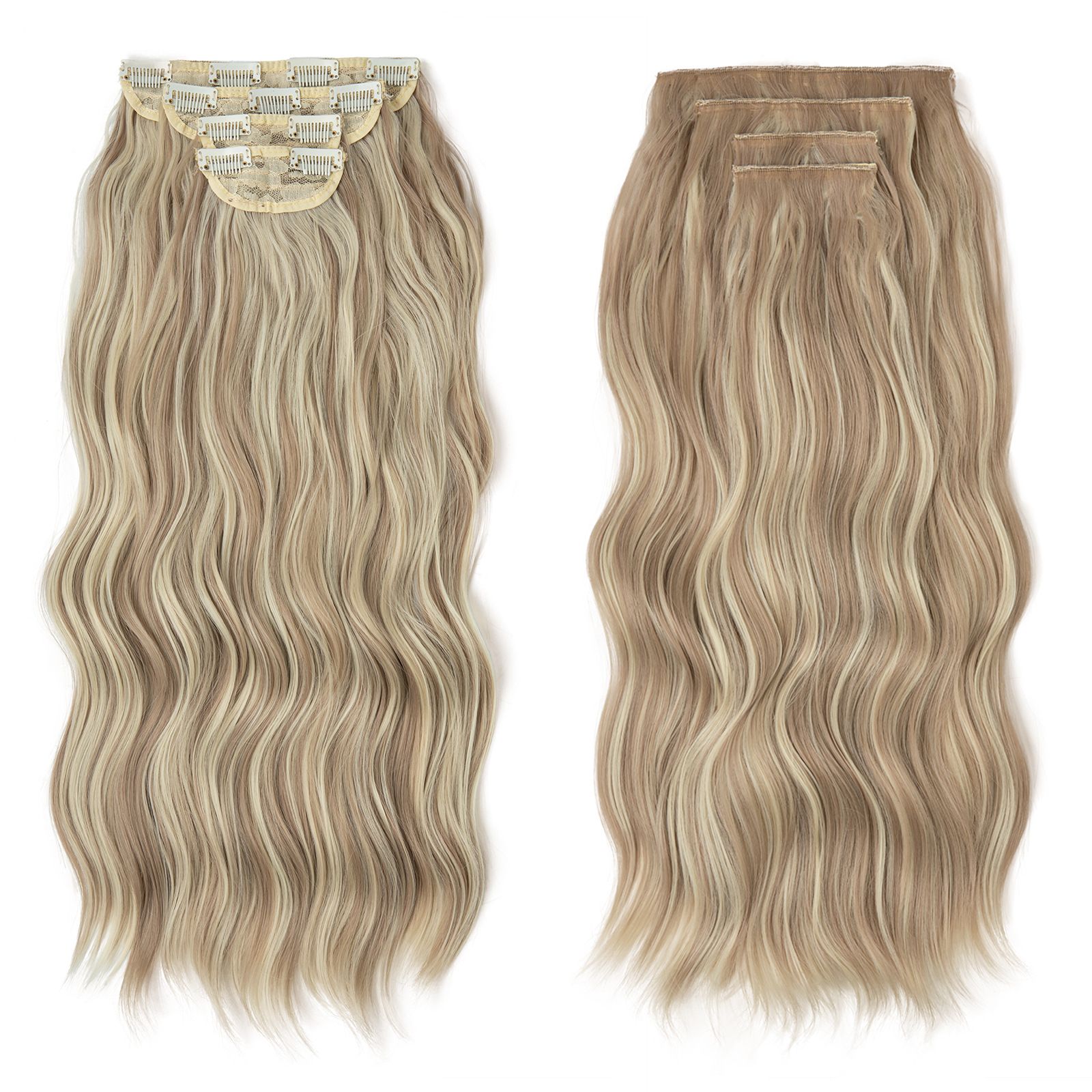 Water Wave Clip-in Hair Extensions - Set for Black Women | Heat Resistant Synthetic Bundles with Seamless Blend