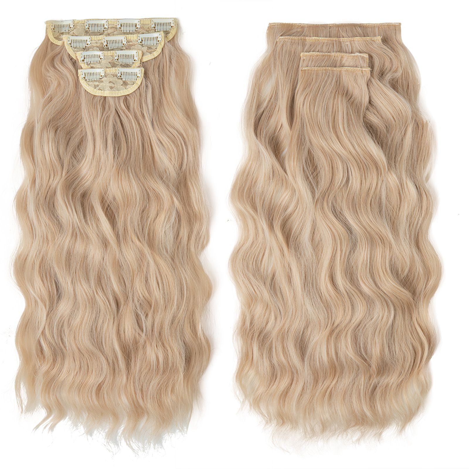 Water Wave Clip-in Hair Extensions - Set for Black Women | Heat Resistant Synthetic Bundles with Seamless Blend