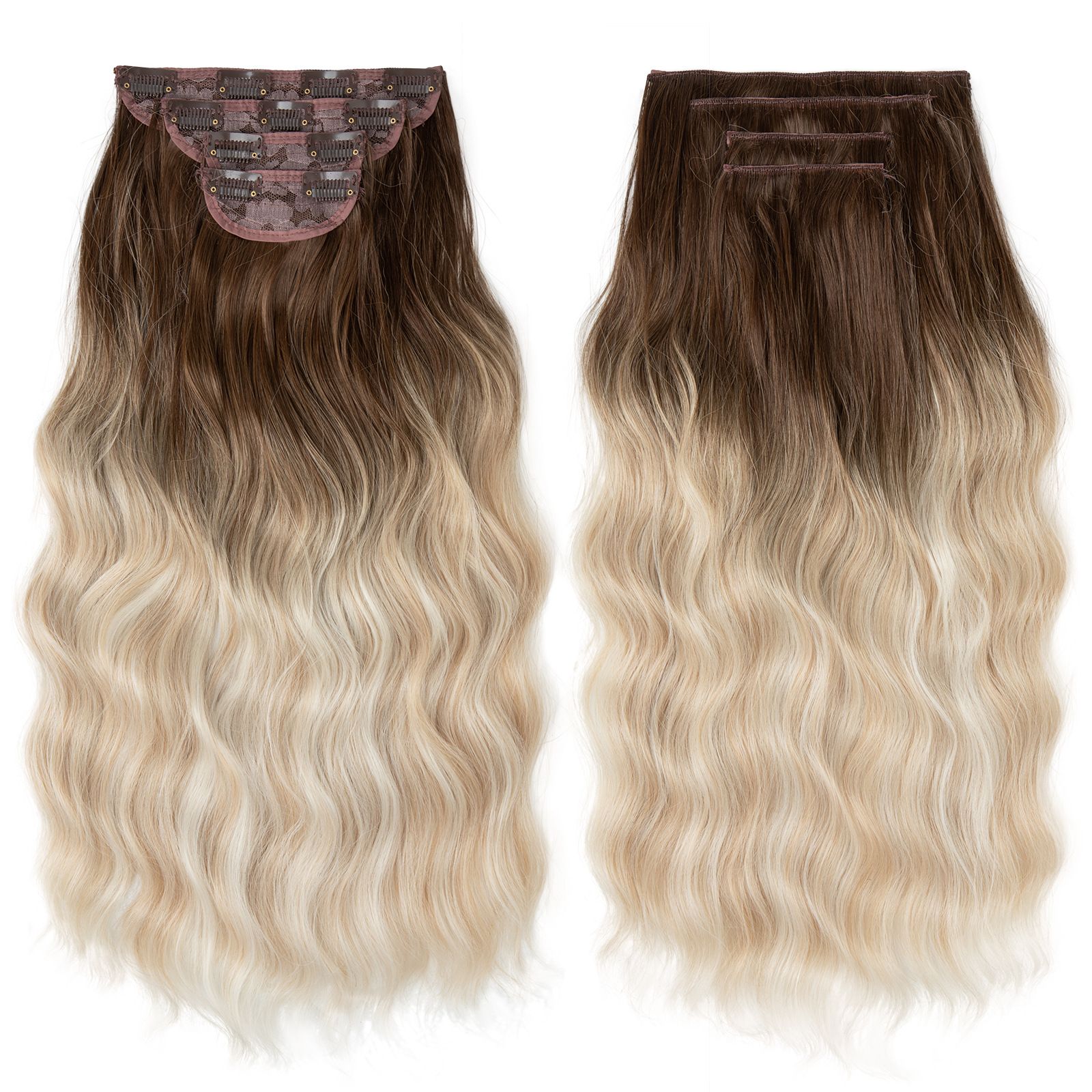 Water Wave Clip-in Hair Extensions - Set for Black Women | Heat Resistant Synthetic Bundles with Seamless Blend