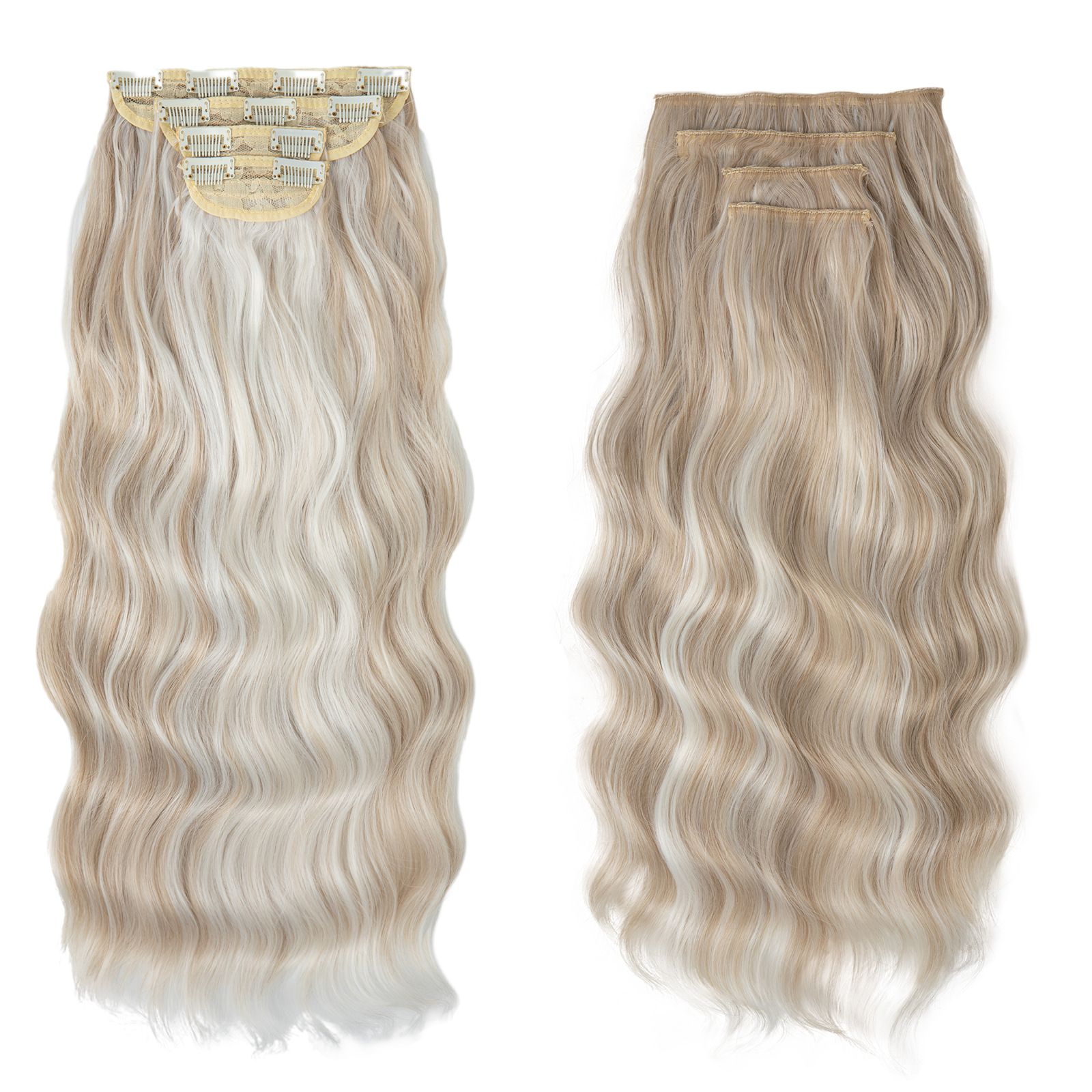 Water Wave Clip-in Hair Extensions - Set for Black Women | Heat Resistant Synthetic Bundles with Seamless Blend