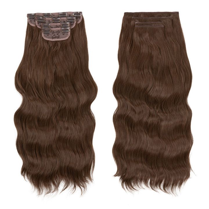 Water Wave Clip-in Hair Extensions - Set for Black Women | Heat Resistant Synthetic Bundles with Seamless Blend
