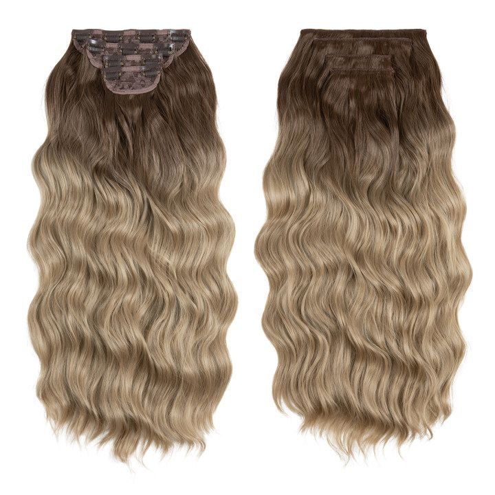Water Wave Clip-in Hair Extensions - Set for Black Women | Heat Resistant Synthetic Bundles with Seamless Blend