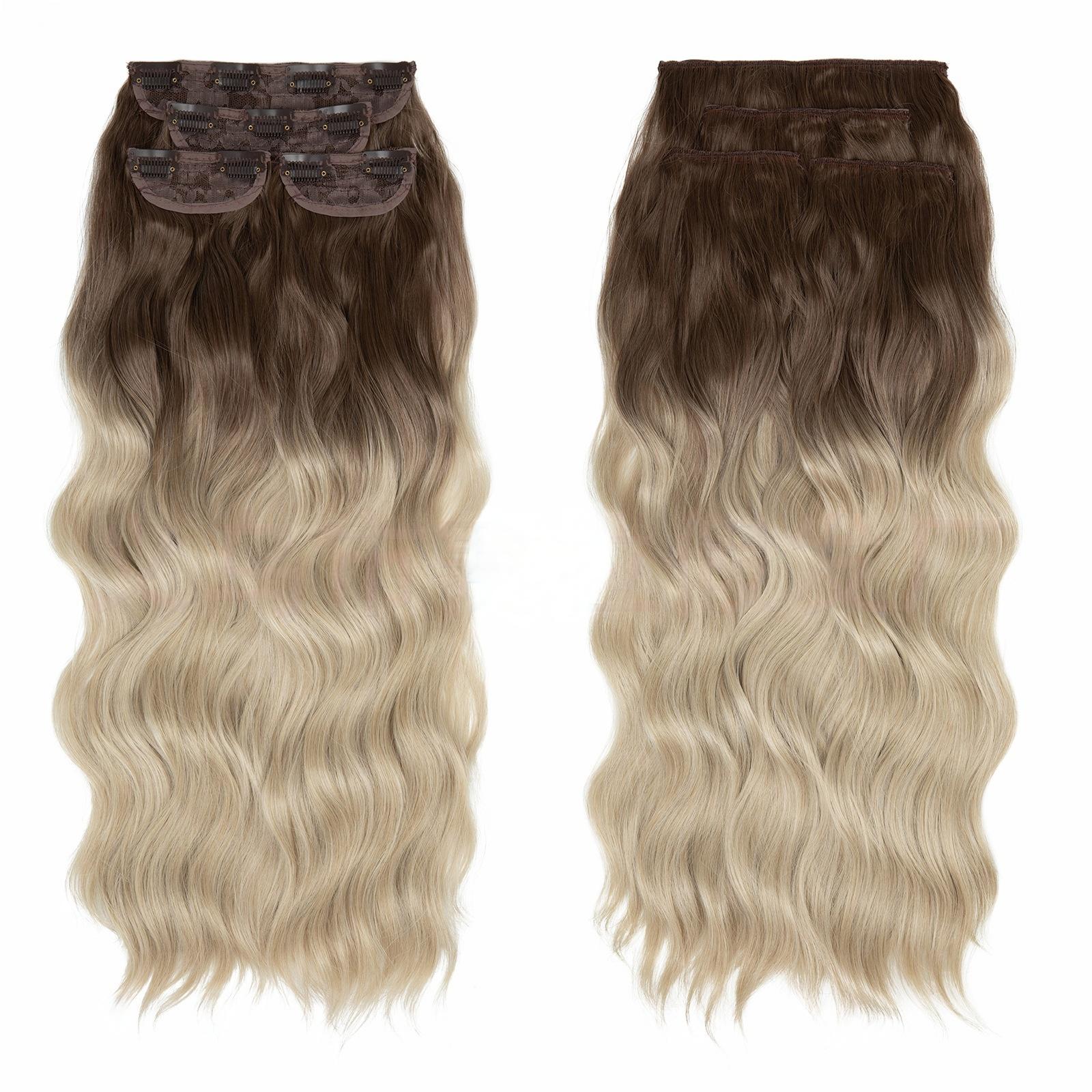 Water Wave Clip-in Hair Extensions - Set for Black Women | Heat Resistant Synthetic Bundles with Seamless Blend