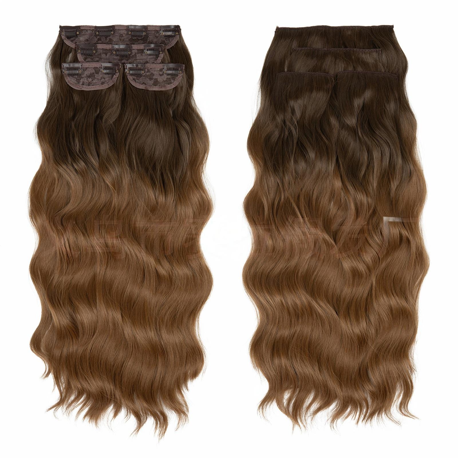 Water Wave Clip-in Hair Extensions - Set for Black Women | Heat Resistant Synthetic Bundles with Seamless Blend
