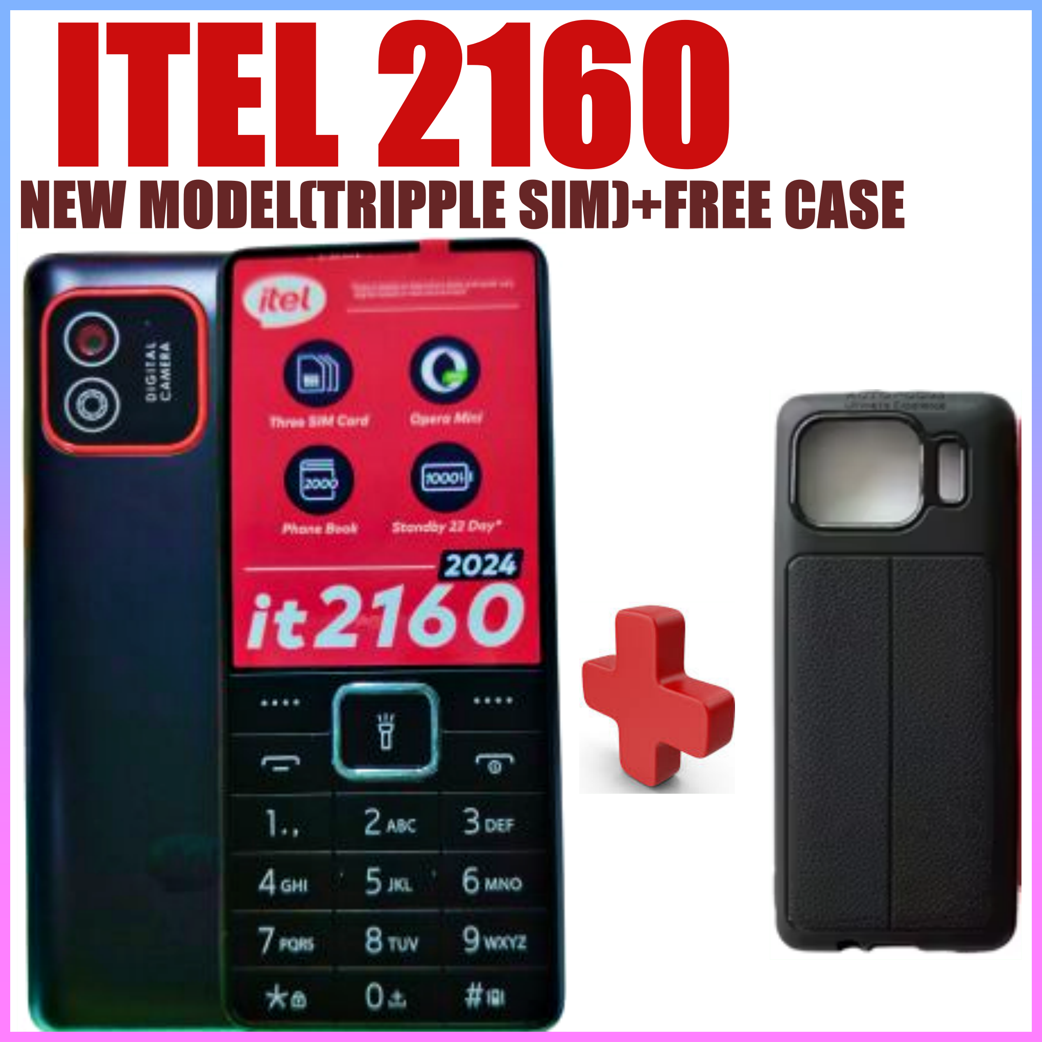 FLASH SALE DEALS!! NEW ITEL 2160 1.8" Display, 1000mAh, Triple SIM Card, 4MB RAM, LED Torch, 1.3MP Rear Camera, 2G Enabled, Phonebook 200 Contacts - Phones+FREE GIFT