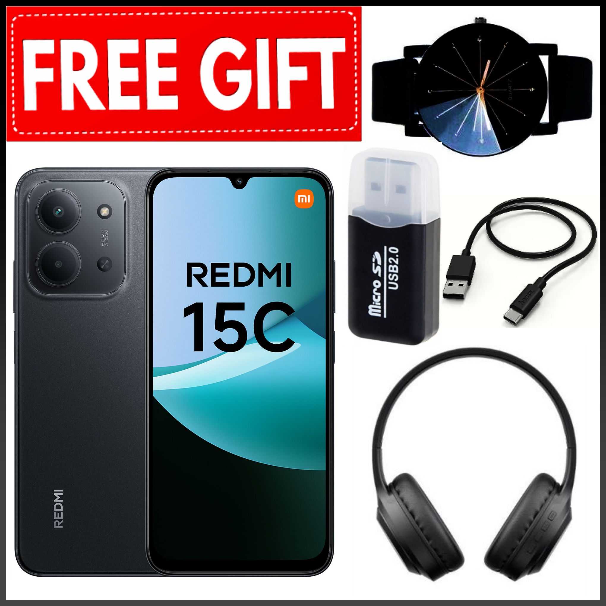 NEW ARRIVALS DEALS! REDMI 15C 128GB/256GB ROM +8(4+4)GB/16(8+8)GB RAM 6.9'' LCD 50MP Main Camera 8MP selfie camera 6000mAh 33W Fast Charger Android 15 Side Fingerprint -Smartphones+FREEBIES