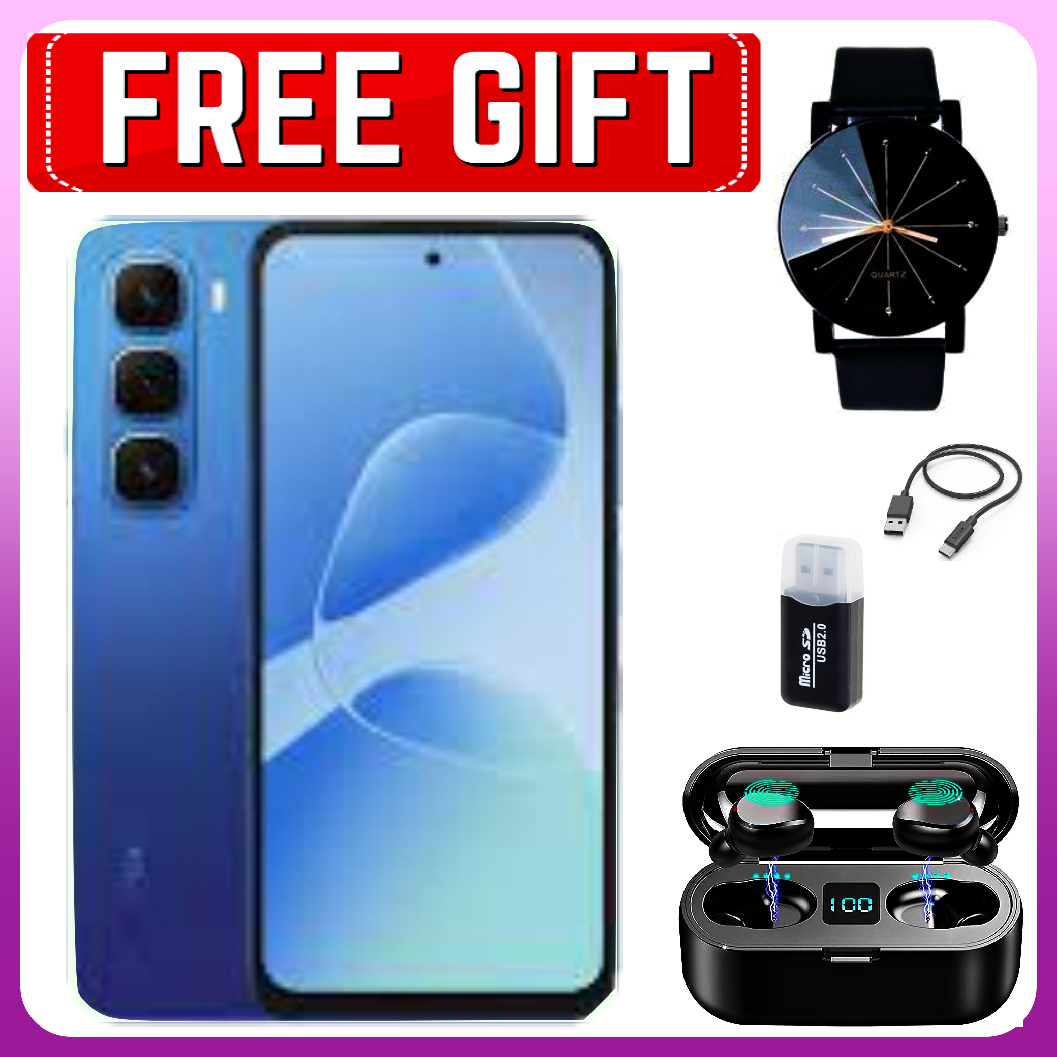 Infinix Hot 60i Upto 128GB/256GB+6/8GB 6.7" 120Hz Screen 4G Phone Dual SIM 5160mAh Battery 45W Charging 50MP Camera Fingerprint Lock Android 15 G81 Smart AI Smart Phones+All The Displayed Gifts