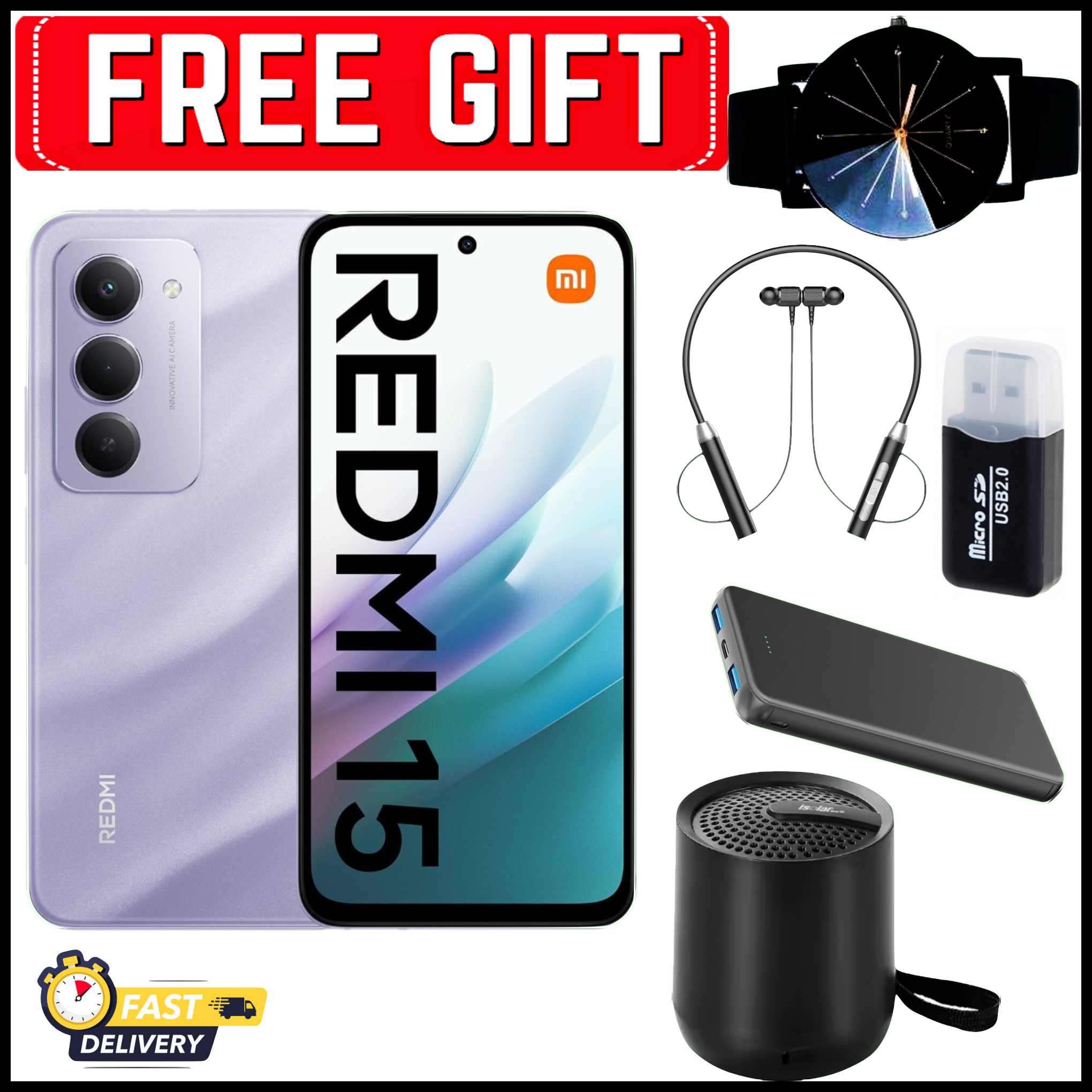 [NEW ARRIVALS] Redmi 15 6.88" IPS LCD Screen, 4GB RAM+128GB ROM, 7000 mAh Battery, 50MP Triple Rear & 8MP Front Cameras, Android 15, Dual SIM, Side Fingerprint -Smartphones+FREE GIFTS