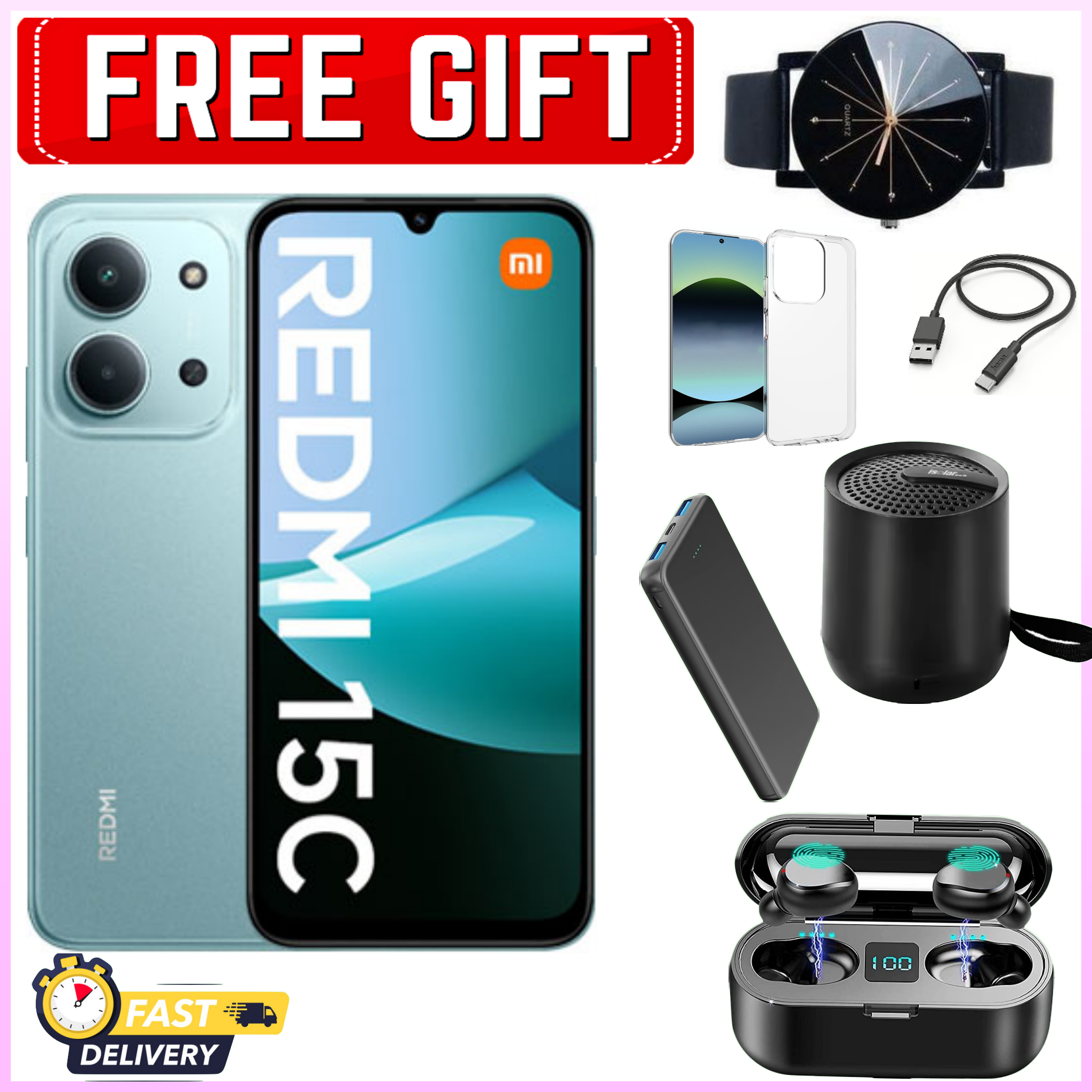 NEW ARRIVALS DEALS! REDMI 15C 128GB/256GB ROM +8(4+4)GB/16(8+8)GB RAM 6.9'' LCD 50MP Main Camera 8MP selfie camera 6000mAh 33W Fast Charger Android 15 Side Fingerprint -Smartphones+FREEBIES