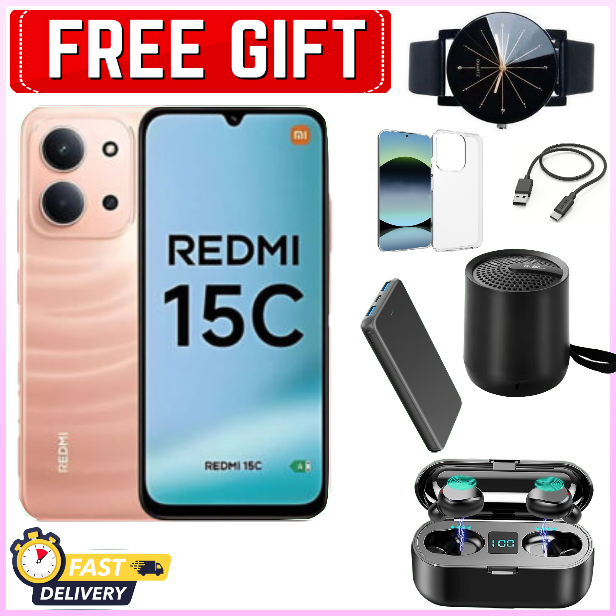 NEW ARRIVALS DEALS! REDMI 15C 128GB/256GB ROM +8(4+4)GB/16(8+8)GB RAM 6.9'' LCD 50MP Main Camera 8MP selfie camera 6000mAh 33W Fast Charger Android 15 Side Fingerprint -Smartphones+FREEBIES