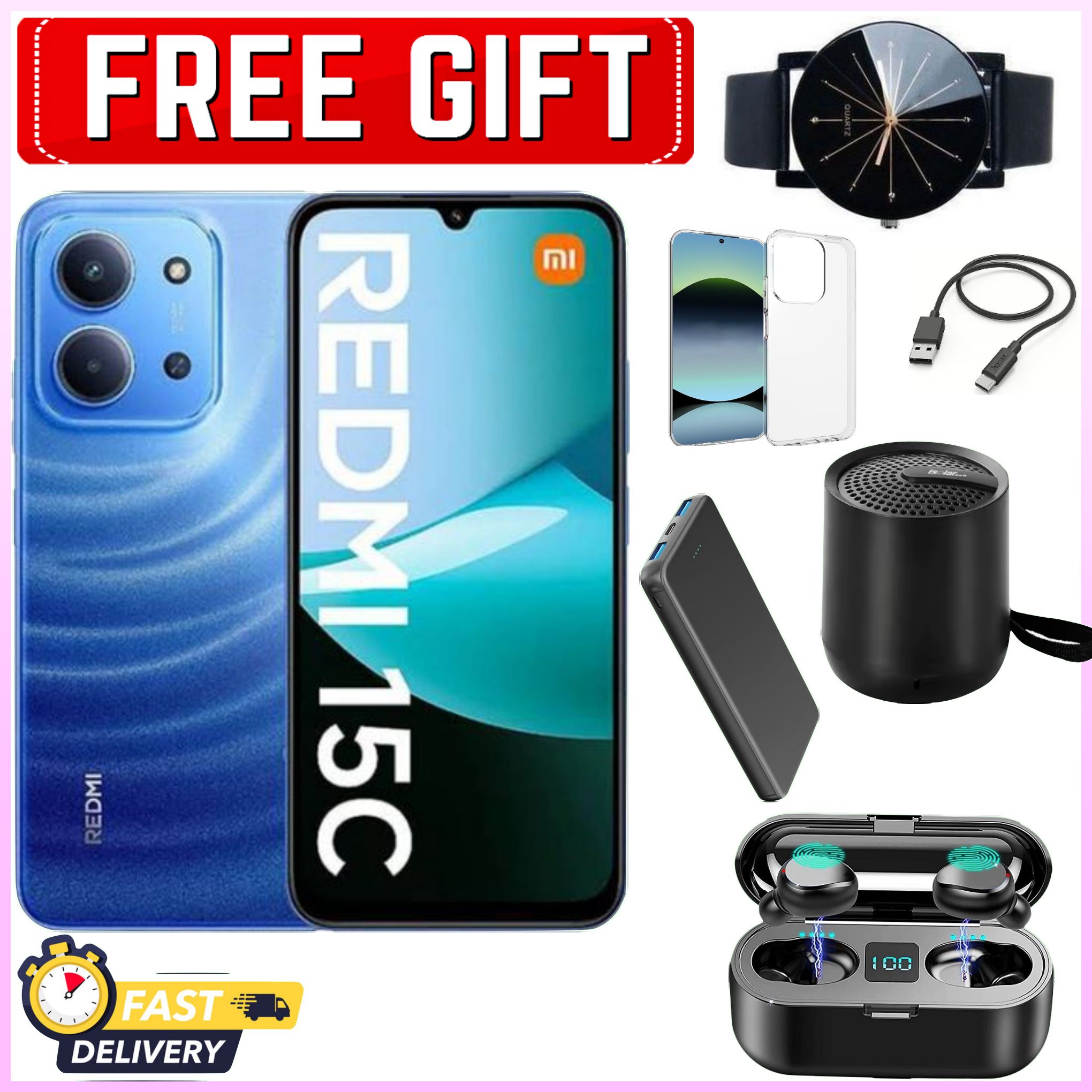 NEW ARRIVALS DEALS! REDMI 15C 128GB/256GB ROM +8(4+4)GB/16(8+8)GB RAM 6.9'' LCD 50MP Main Camera 8MP selfie camera 6000mAh 33W Fast Charger Android 15 Side Fingerprint -Smartphones+FREEBIES