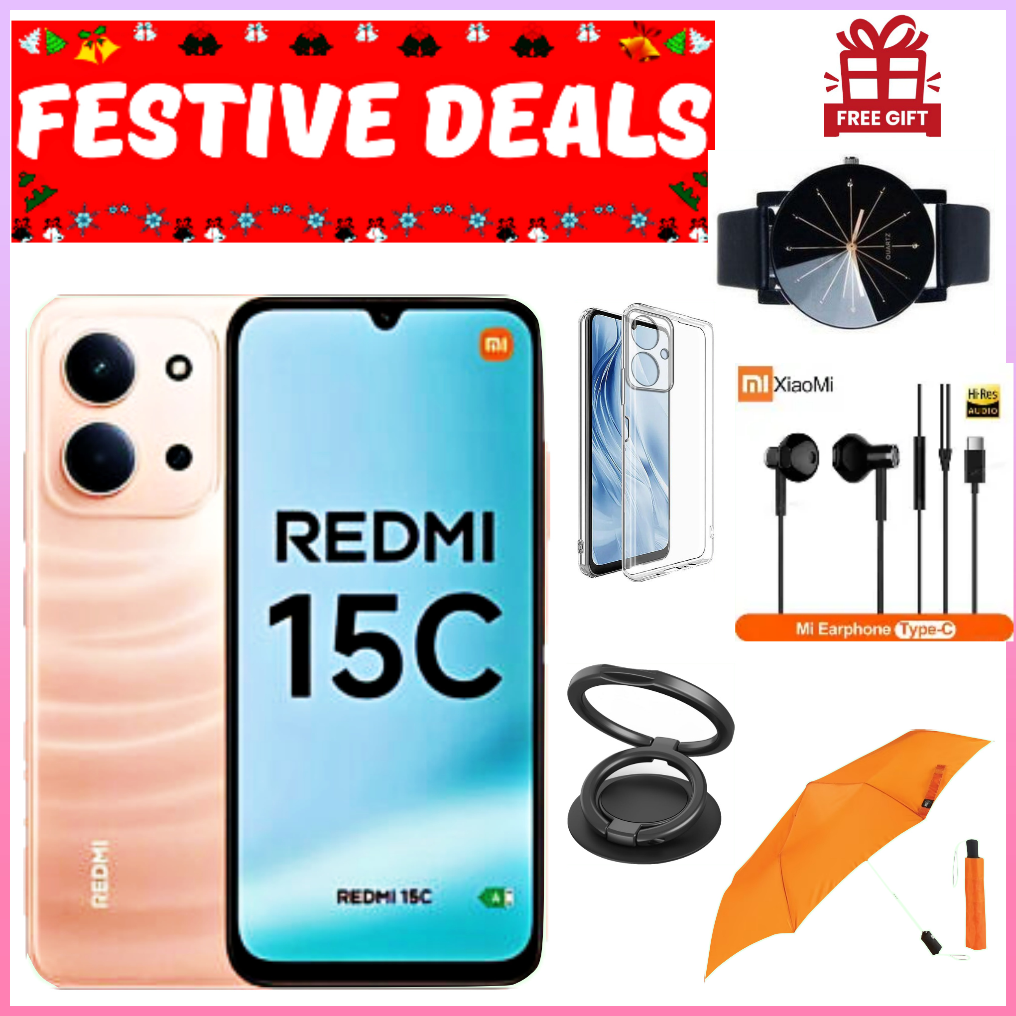 LIMITED FESTIVE DEALS! REDMI 15C 128/256GB ROM +8(4+4)GB/16(8+8)GB RAM 6.9'' LCD 50MP Main Camera 8MP selfie camera 6000mAh 33W Fast Charger Android 15 Side Fingerprint -Smartphones+FREEBIES