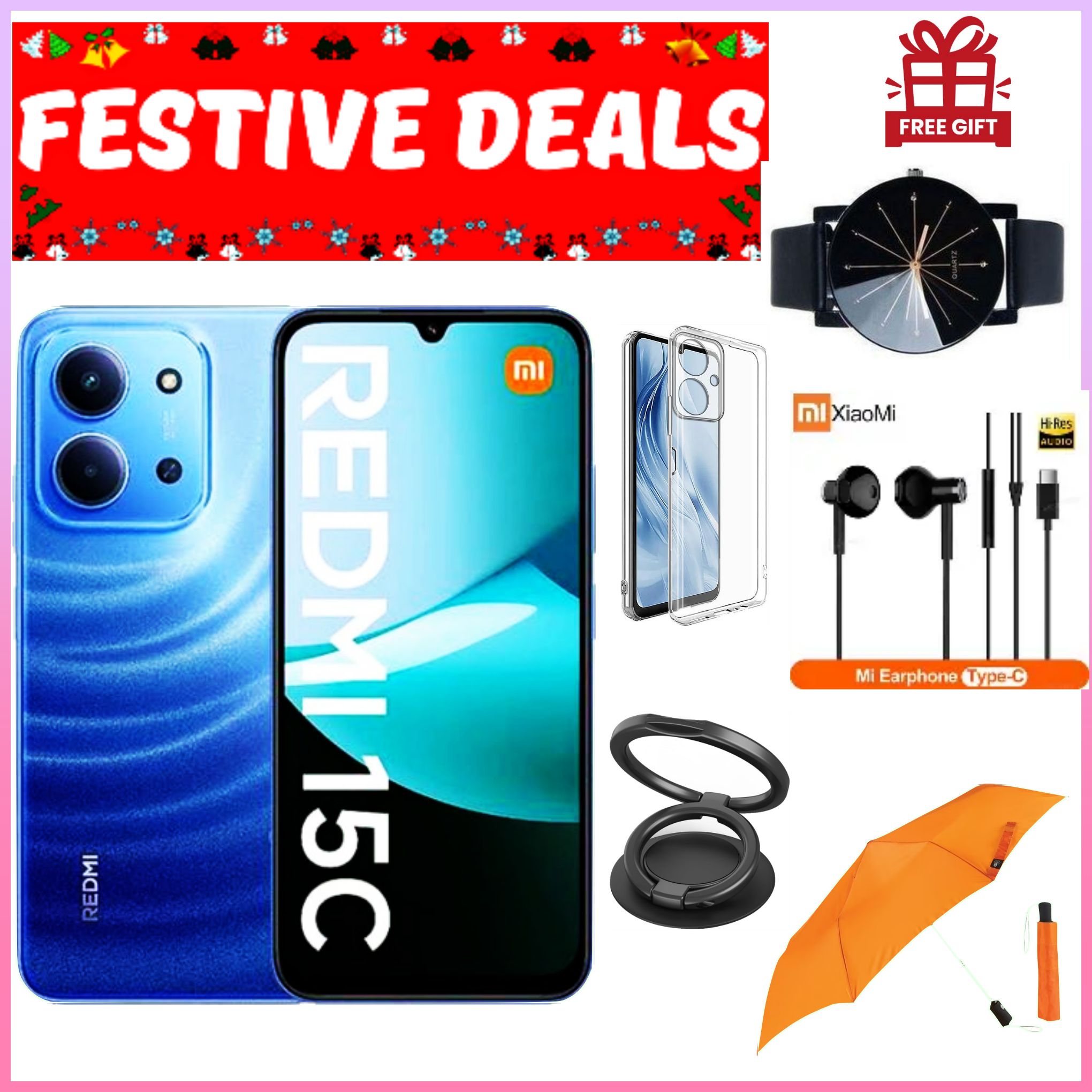 LIMITED FESTIVE DEALS! REDMI 15C 128/256GB ROM +8(4+4)GB/16(8+8)GB RAM 6.9'' LCD 50MP Main Camera 8MP selfie camera 6000mAh 33W Fast Charger Android 15 Side Fingerprint -Smartphones+FREEBIES
