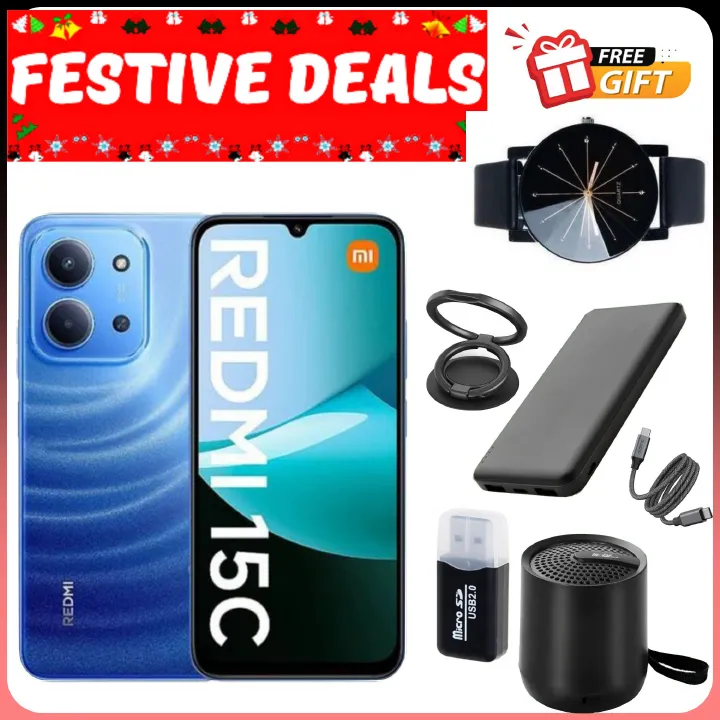 FESTIVE SEASON DEALS!!! REDMI 15C 128GB/256GB ROM +8(4+4)GB/16(8+8)GB RAM 6.9'' LCD 50MP Main Camera 8MP selfie camera 6000mAh 33W Fast Charger Android 15 Side Fingerprint -Smartphones+FREEBIES