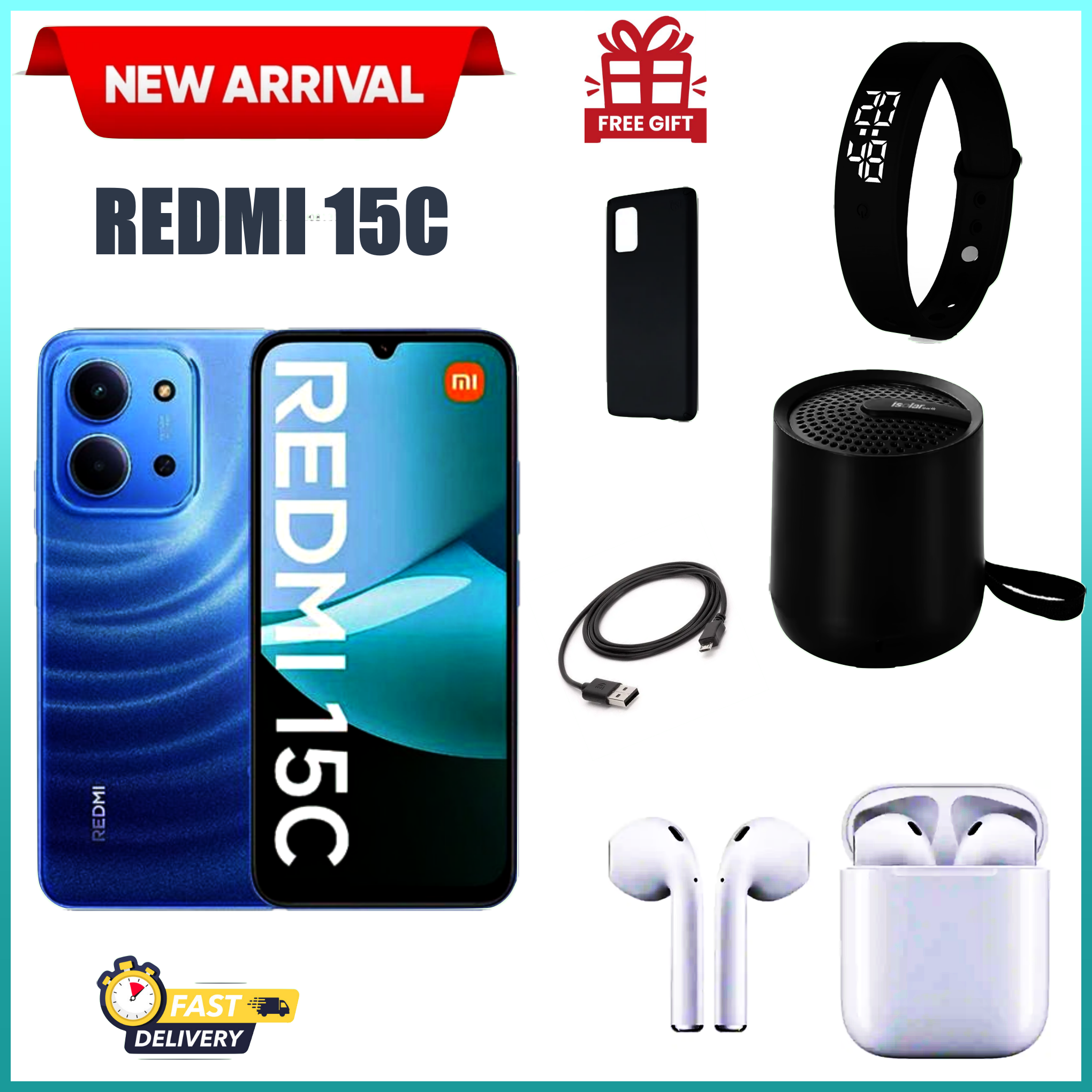 FESTIVE SEASON DEALS!!! REDMI 15C 128GB/256GB ROM +8(4+4)GB/16(8+8)GB RAM 6.9'' LCD 50MP Main Camera 8MP selfie camera 6000mAh 33W Fast Charger Android 15 Side Fingerprint -Smartphones+FREEBIES