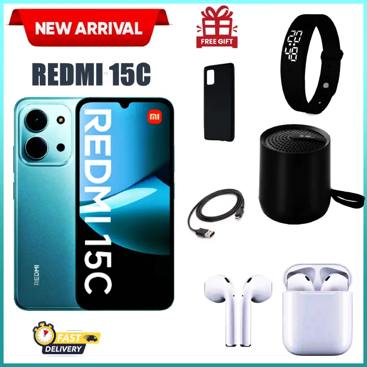 FESTIVE SEASON DEALS!!! REDMI 15C 128GB/256GB ROM +8(4+4)GB/16(8+8)GB RAM 6.9'' LCD 50MP Main Camera 8MP selfie camera 6000mAh 33W Fast Charger Android 15 Side Fingerprint -Smartphones+FREEBIES