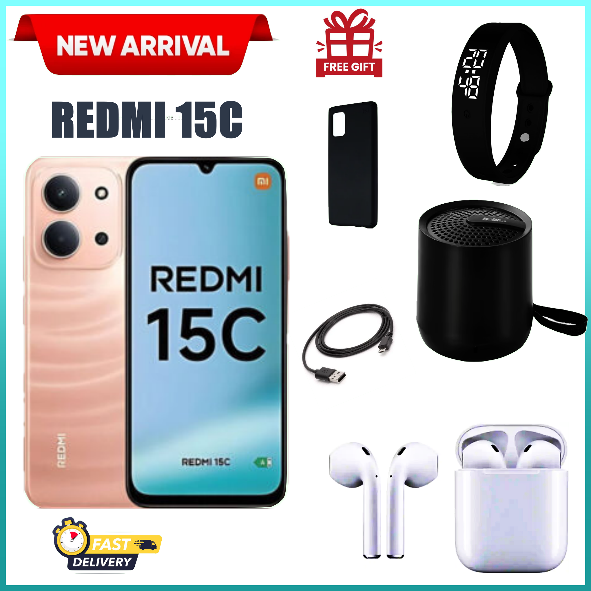 FESTIVE SEASON DEALS!!! REDMI 15C 128GB/256GB ROM +8(4+4)GB/16(8+8)GB RAM 6.9'' LCD 50MP Main Camera 8MP selfie camera 6000mAh 33W Fast Charger Android 15 Side Fingerprint -Smartphones+FREEBIES