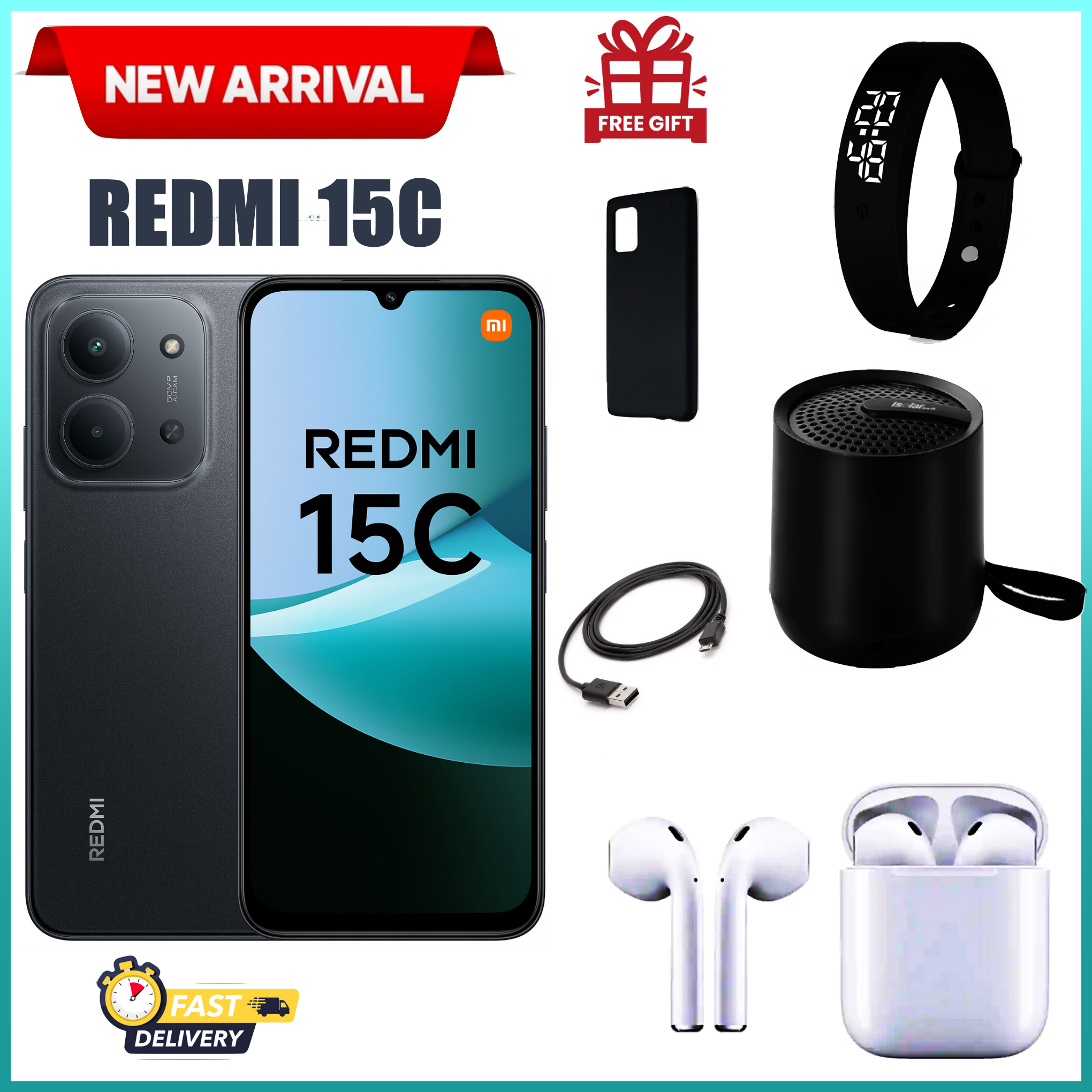 FESTIVE SEASON DEALS!!! REDMI 15C 128GB/256GB ROM +8(4+4)GB/16(8+8)GB RAM 6.9'' LCD 50MP Main Camera 8MP selfie camera 6000mAh 33W Fast Charger Android 15 Side Fingerprint -Smartphones+FREEBIES