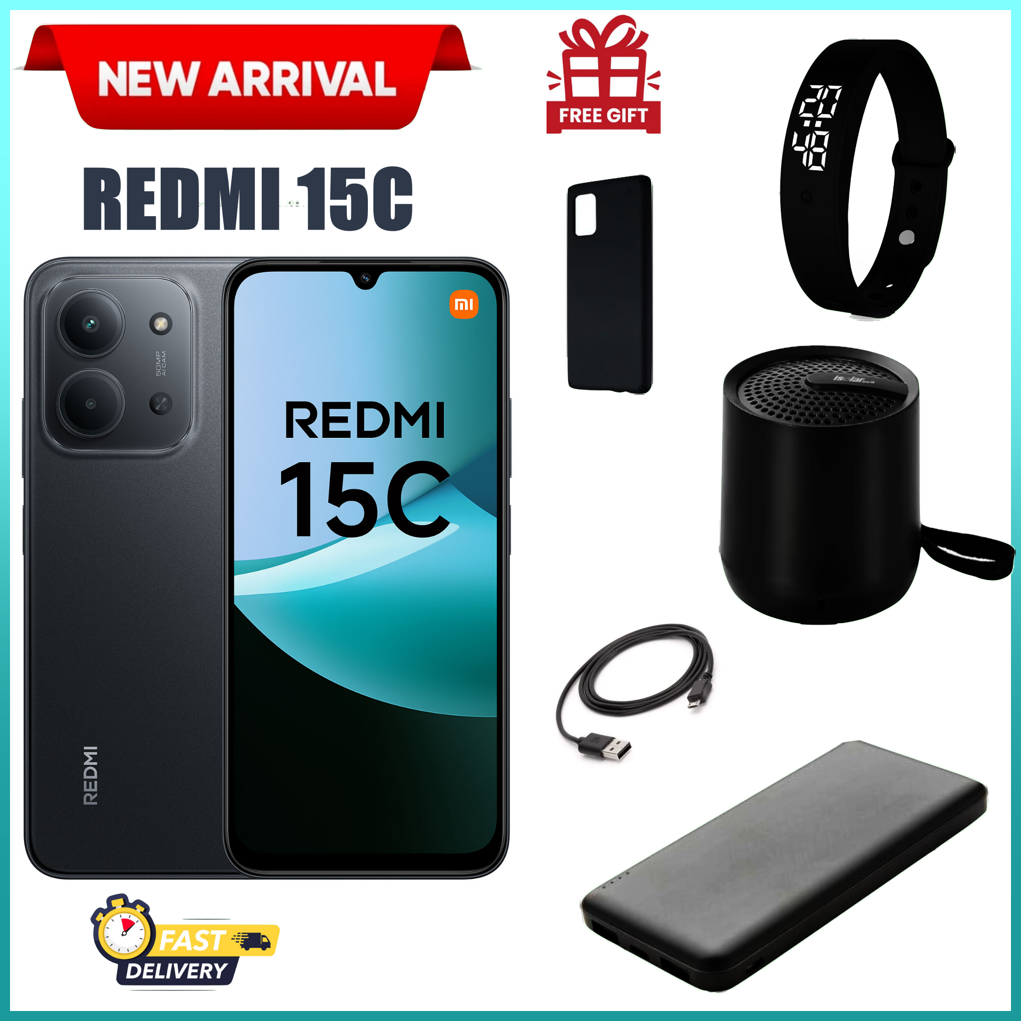 LIMITED FESTIVE DEALS! REDMI 15C 128/256GB ROM +8(4+4)GB/16(8+8)GB RAM 6.9'' LCD 50MP Main Camera 8MP selfie camera 6000mAh 33W Fast Charger Android 15 Side Fingerprint -Smartphones+FREEBIES