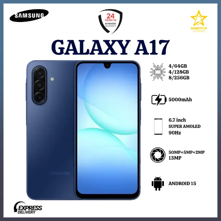 BLACK NOVEMBER!!!Samsung Galaxy A17 128GB/256GB+4GB/6GB/8GB 6.7" Super AMOLED Display 50MP Triple Camera Android 15 IP54 Waterproof 5000mAh 25W Type-C Charge AI Smart Phones phone