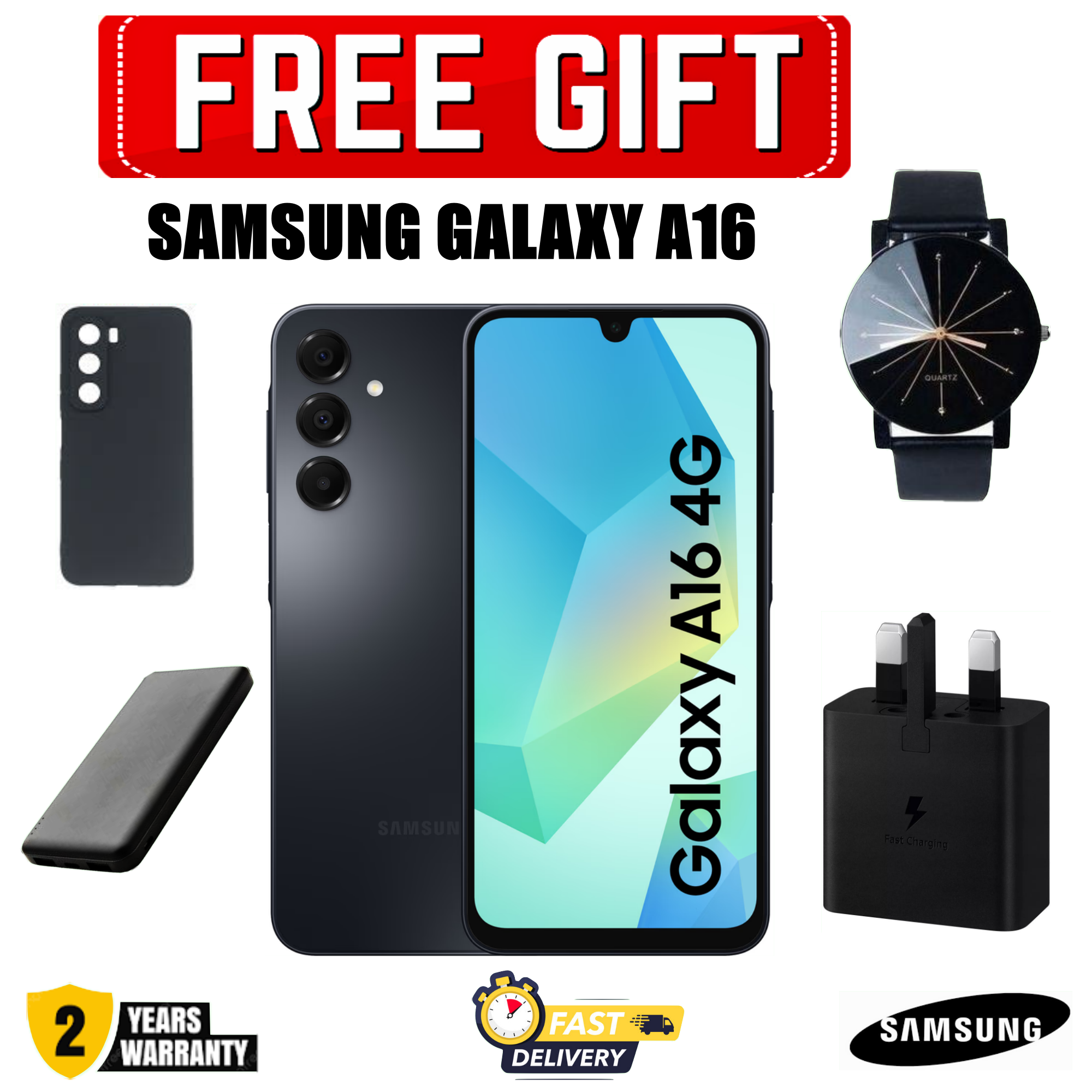 [DISCOUNT DEALS] Samsung Galaxy A16 4G 6.7" AMOLED Display, 4GB RAM+128GB ROM, 5000mAh Battery, 50MP Triple Rear & 13MP Front Cameras, Android 14, Dual SIM, Side Fingerprint - Smartphones +FREE GIFTS