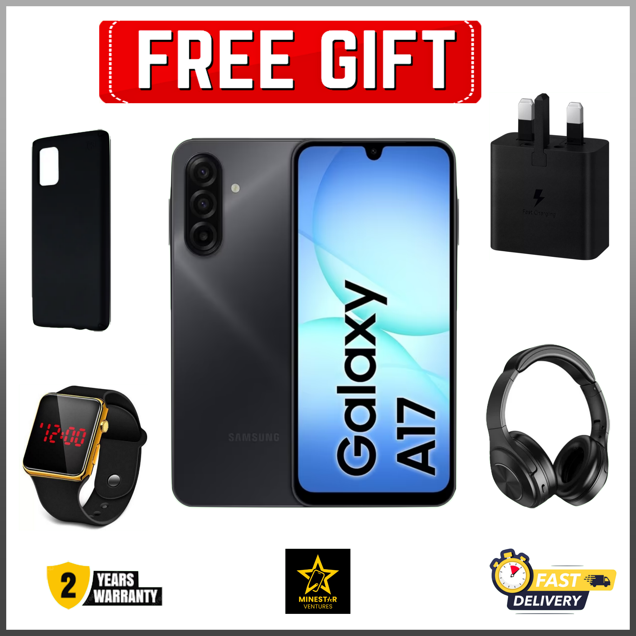 BLACK NOVEMBER!!!Samsung Galaxy A17 256GB/128GB+4GB/6GB/8GB 6.7" Super AMOLED Display 50MP Triple Camera Android 15 IP54 Waterproof 5000mAh 25W Type-C Charge AI Smart Phones phone+FREE GIFTS