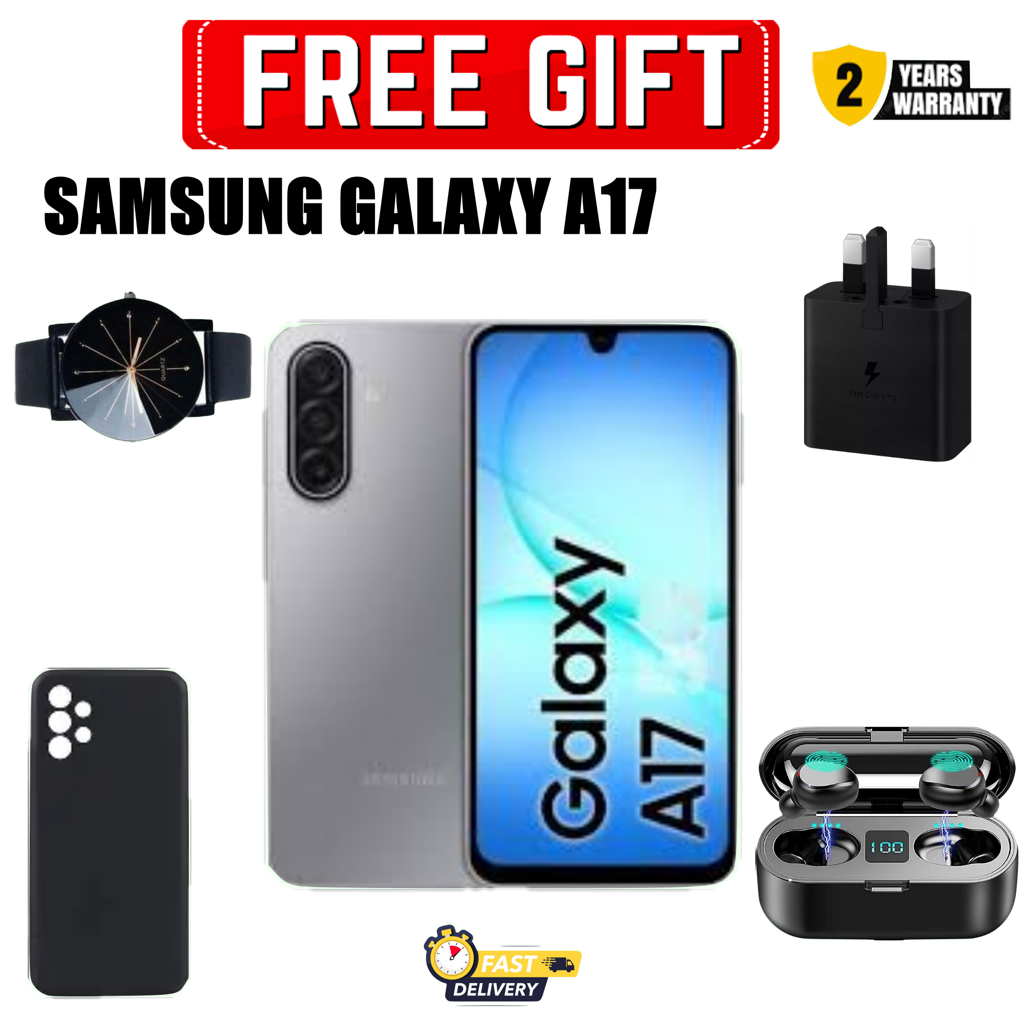 BLACK NOVEMBER!!!Samsung Galaxy A17 128GB+4GB 6.7" Super AMOLED Display Mediatek Helio G99 50MP Triple Camera Android 15 IP54 Waterproof 5000mAh 25W Type-C Charge AI Smart Phones phone+FREEBIES