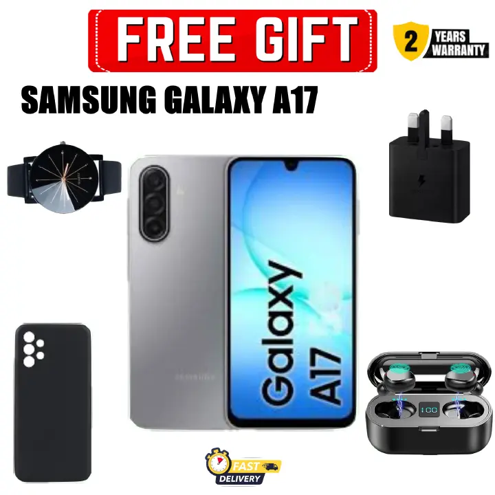 HOT DEALS!!!Samsung Galaxy A17 128GB+4GB 6.7" Super AMOLED Display Mediatek Helio G99 50MP Triple Camera Android 15 IP54 Waterproof 5000mAh 25W Type-C Charge AI Smart Phones phone+FREEBIES