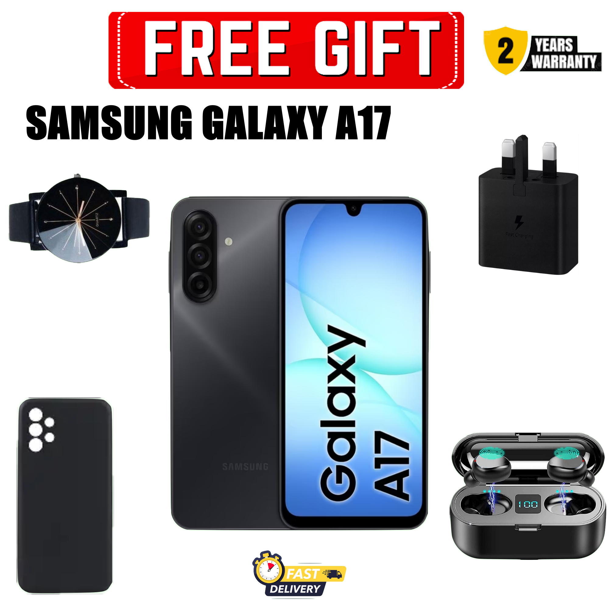 BLACK NOVEMBER!!!Samsung Galaxy A17 128GB+4GB 6.7" Super AMOLED Display Mediatek Helio G99 50MP Triple Camera Android 15 IP54 Waterproof 5000mAh 25W Type-C Charge AI Smart Phones phone+FREEBIES