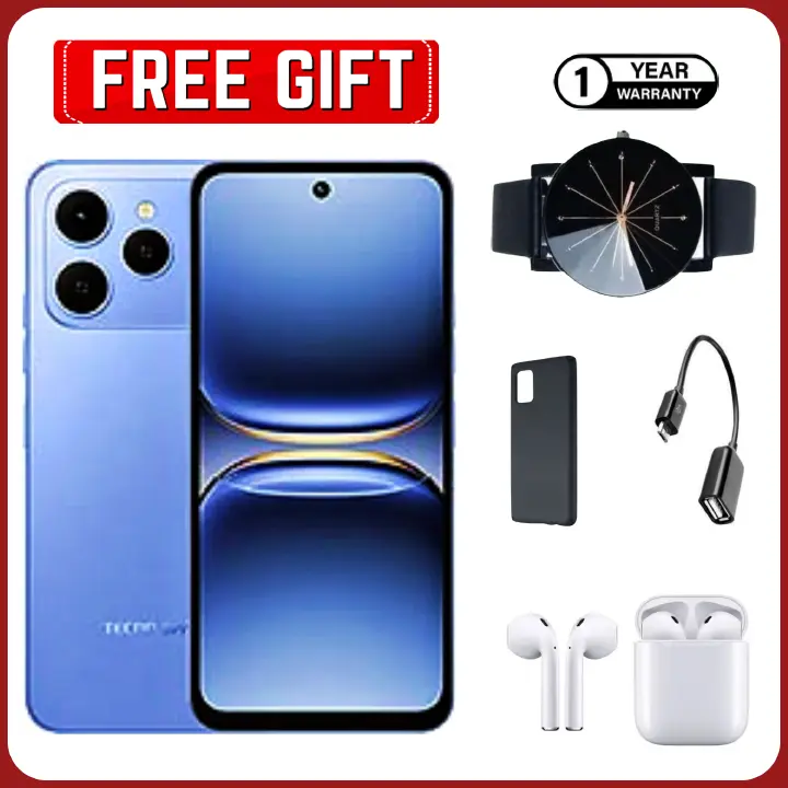 [Black Friday Offer]Tecno Spark 40 AI 128GB + 8GB(4+4) 6.67'' Screen 50MP Main Camera 8MP Front Camera 45W Super Charging Fingerprint Infrared Remote Control Free Cover IP64 Waterproof Smart Phones