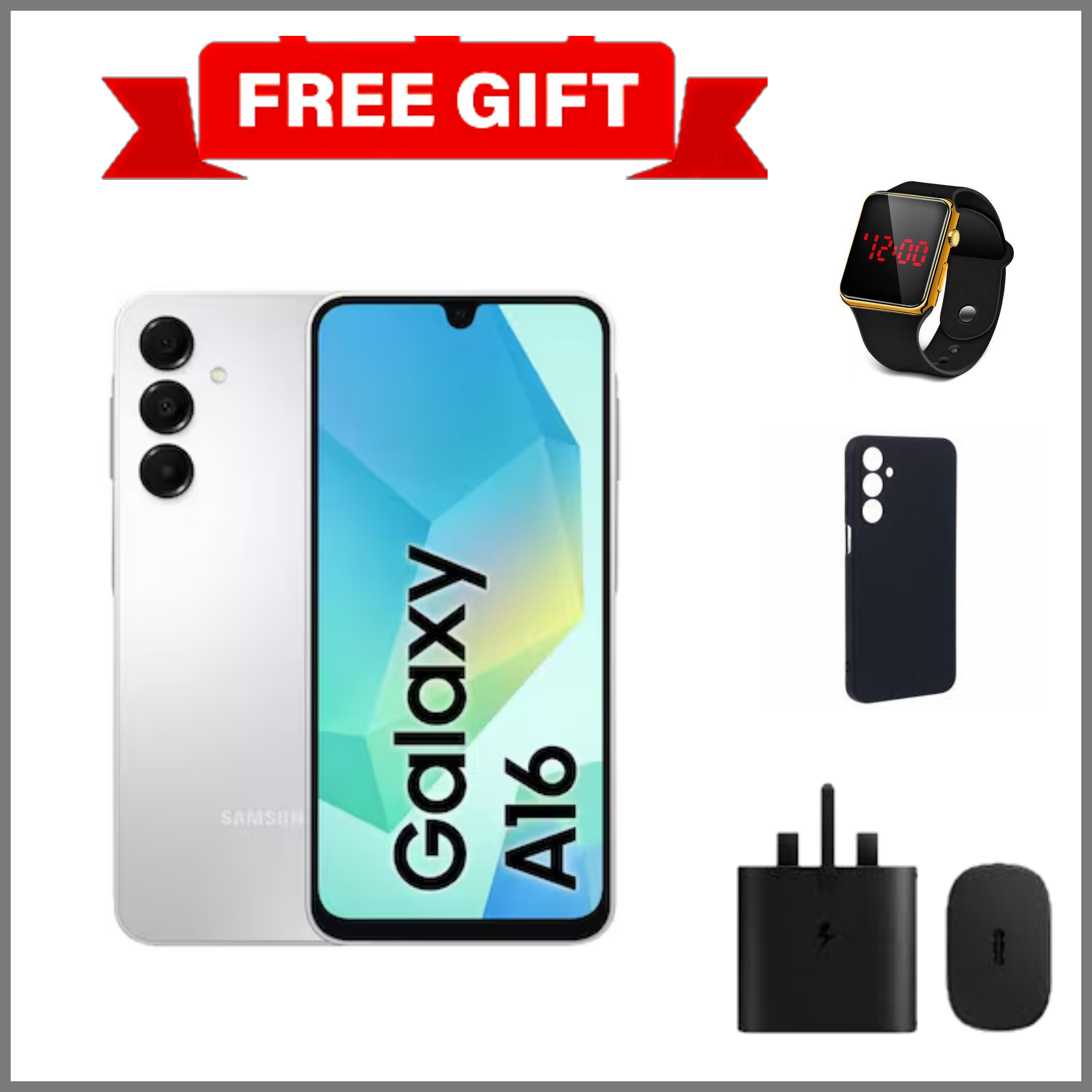 [DISCOUNT DEALS] Samsung Galaxy A16 4G 6.7" AMOLED Display, 4GB RAM+128GB ROM, 5000mAh Battery, 50MP Triple Rear & 13MP Front Cameras, Android 14, Dual SIM, Side Fingerprint - Smartphones +FREE GIFTS