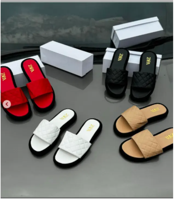 Zara Ladies Flat Sandals – Stylish Women's Slippers.