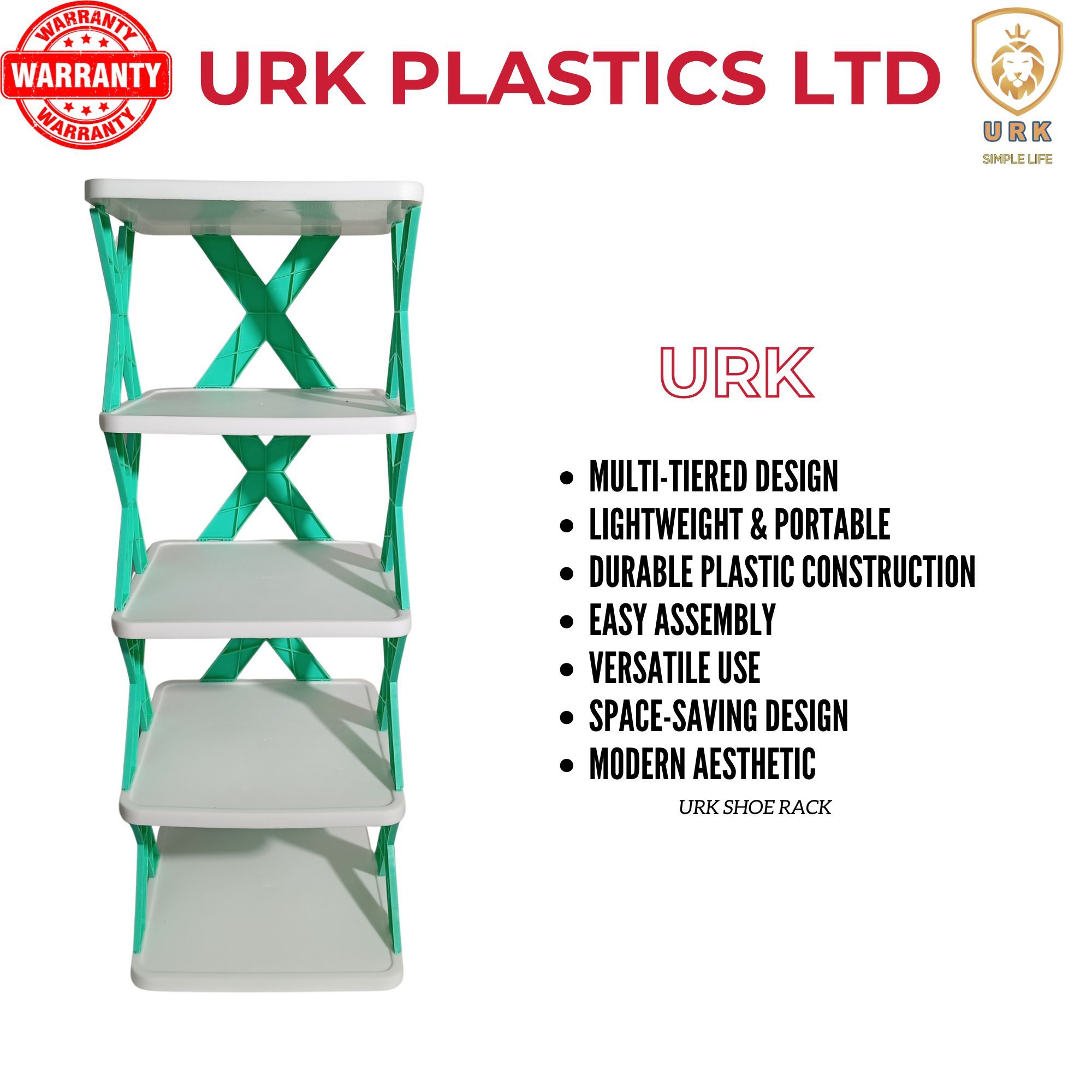 URK 5 Layer Simple Shoe Rack Easy Assembled Economical Shoes Rack for Entryway Hallway Bedroom Living Room Back To College Essential