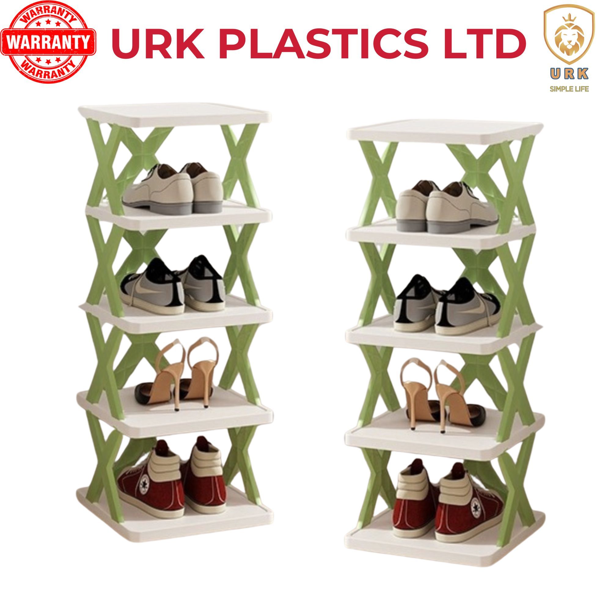 URK 5 Layer Simple Shoe Rack Easy Assembled Economical Shoes Rack for Entryway Hallway Bedroom Living Room Back To College Essential