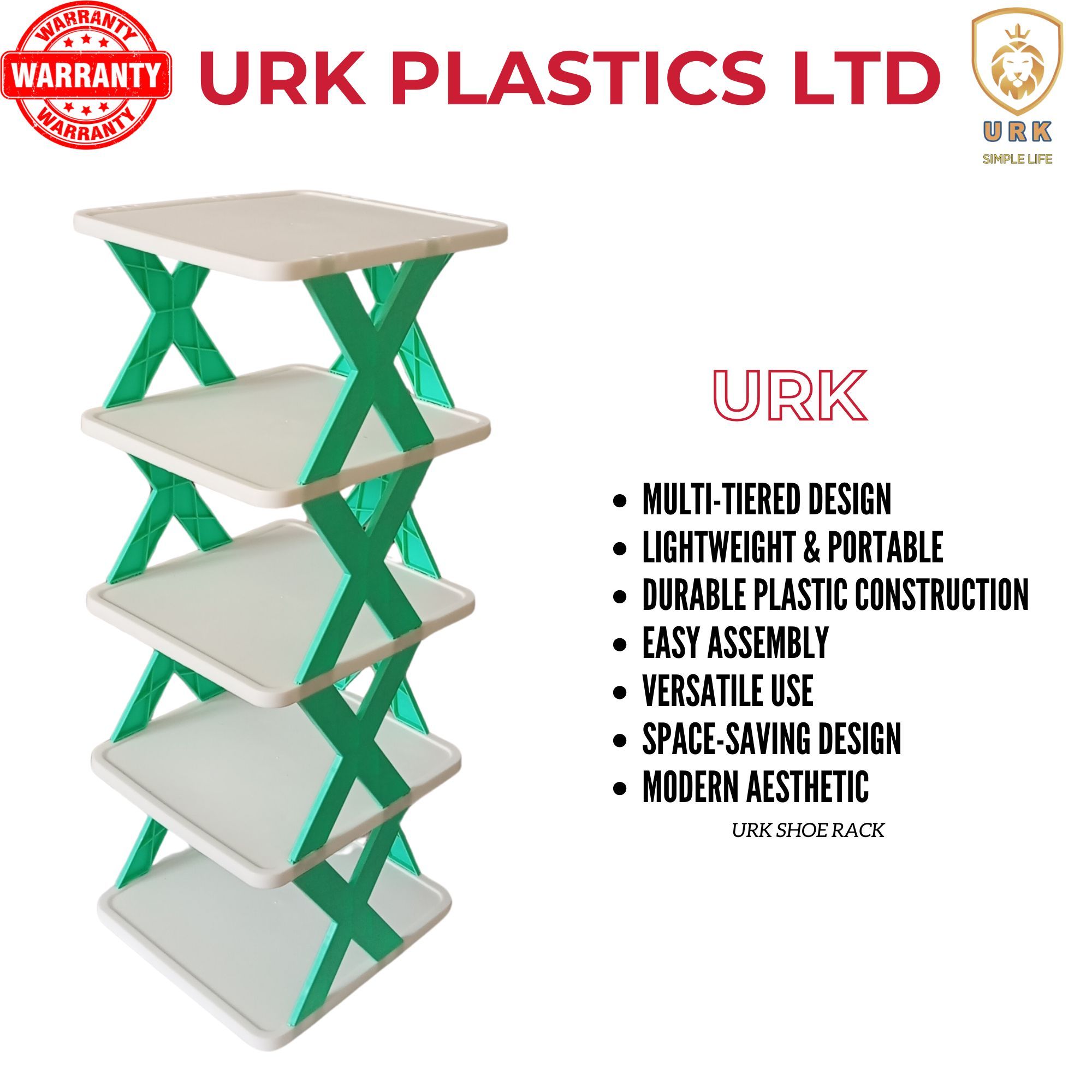 URK 5 Layer Simple Shoe Rack Easy Assembled Economical Shoes Rack for Entryway Hallway Bedroom Living Room Back To College Essential