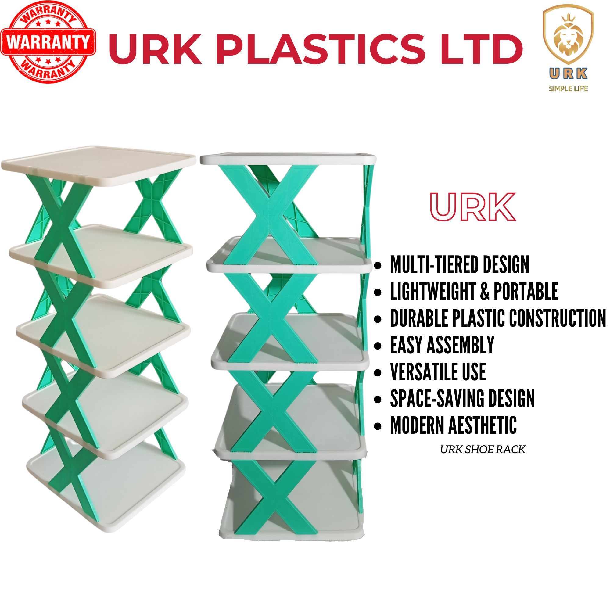 URK 5 Layer Simple Shoe Rack Easy Assembled Economical Shoes Rack for Entryway Hallway Bedroom Living Room Back To College Essential