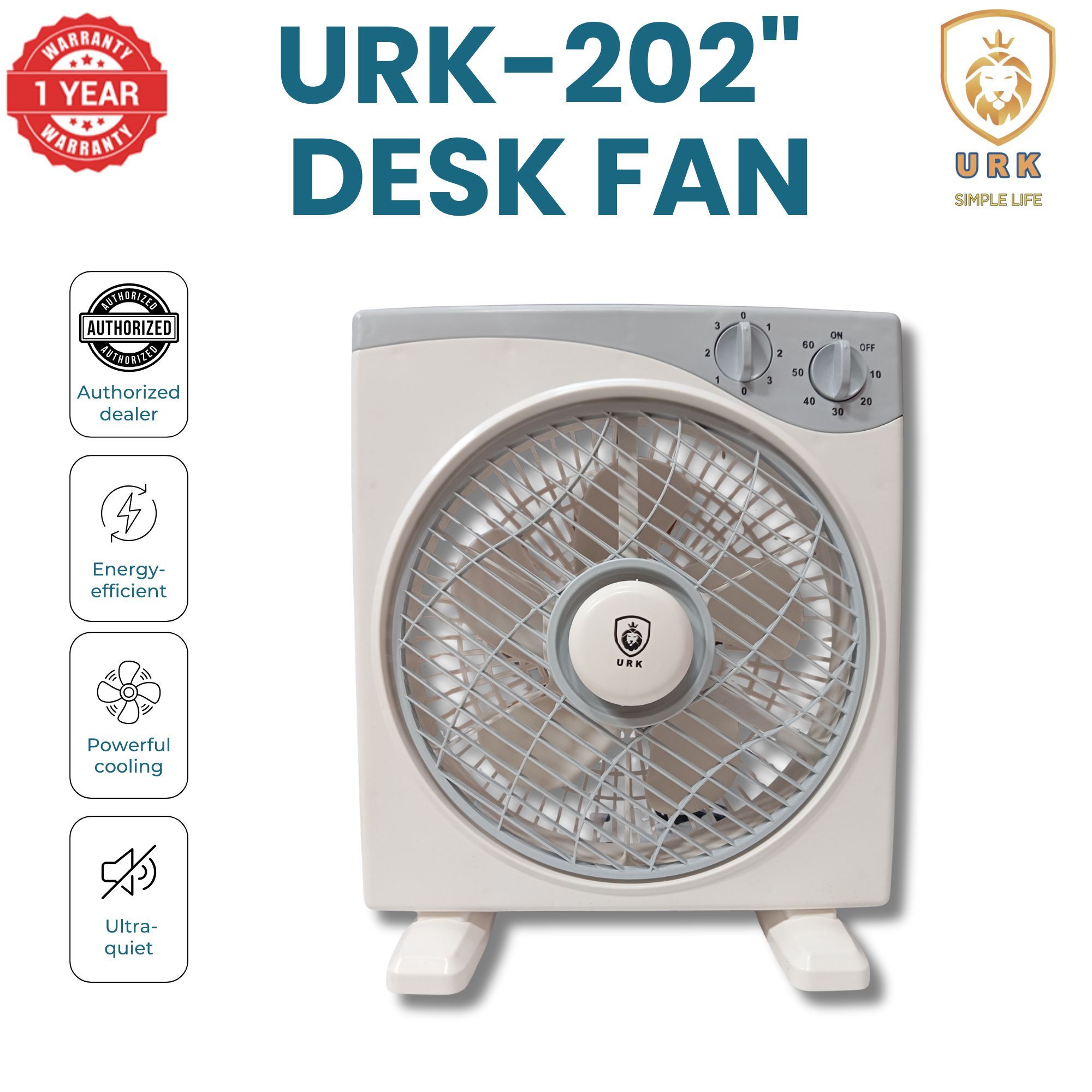 NEW URK-202 DESK & Table fan  With 3 Speeds
