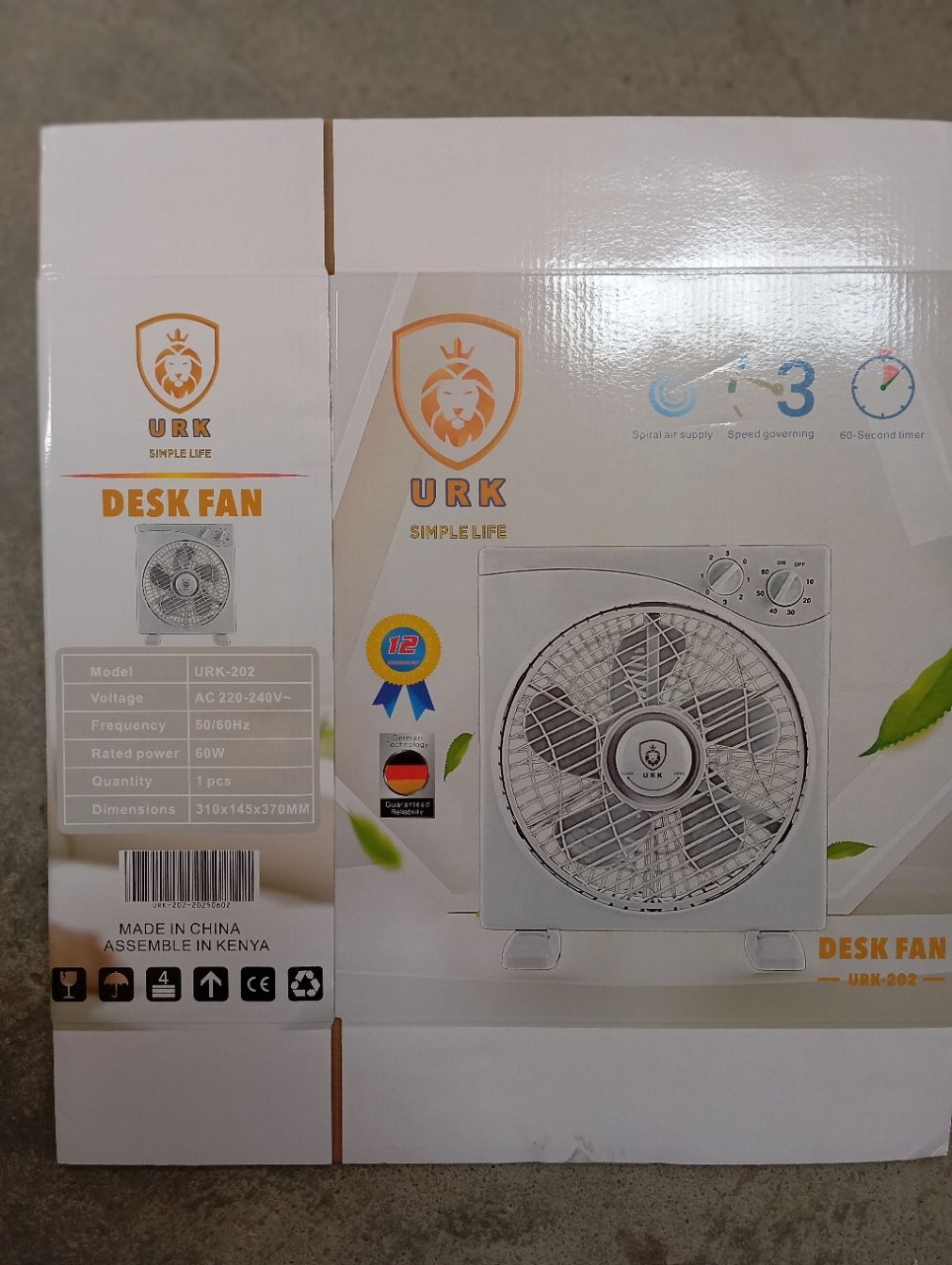 NEW URK-202 DESK & Table fan  With 3 Speeds