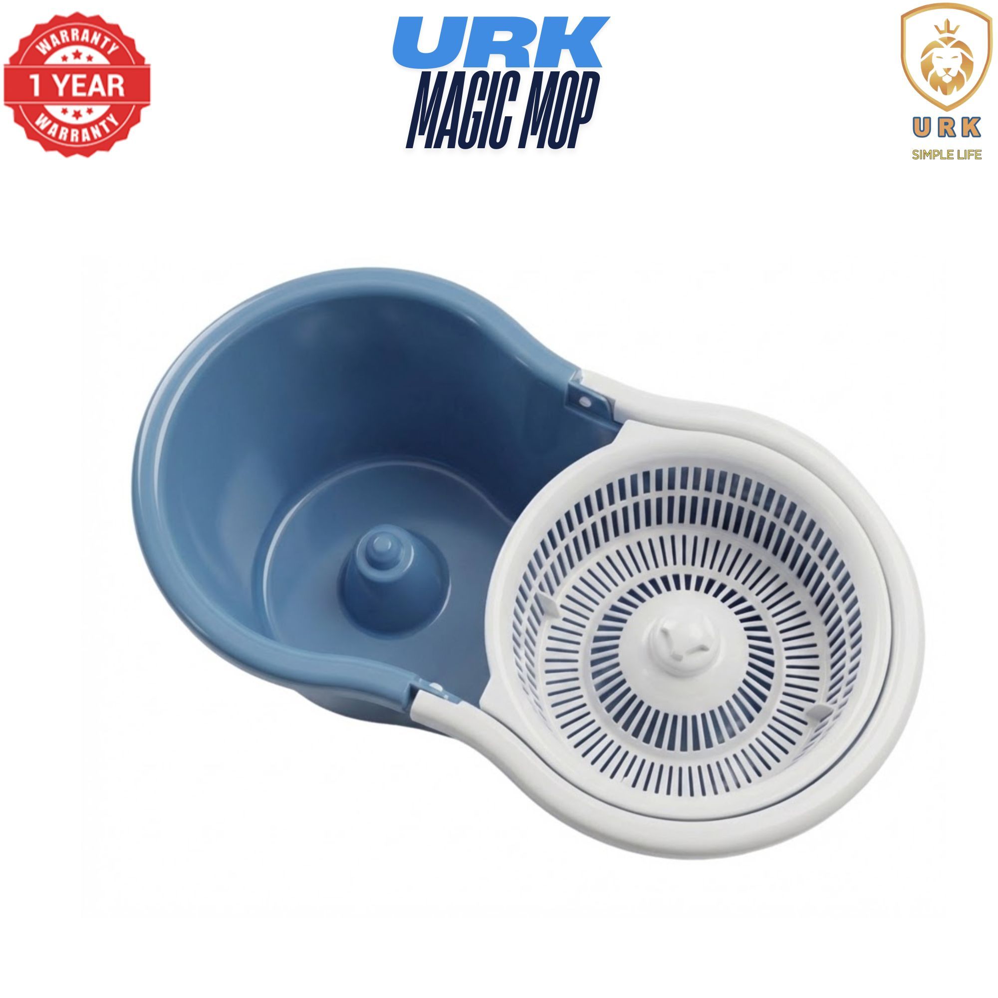 URK Magic Spin Mop 6 360° & Bucket – Lightweight Power with Plastic Spinner