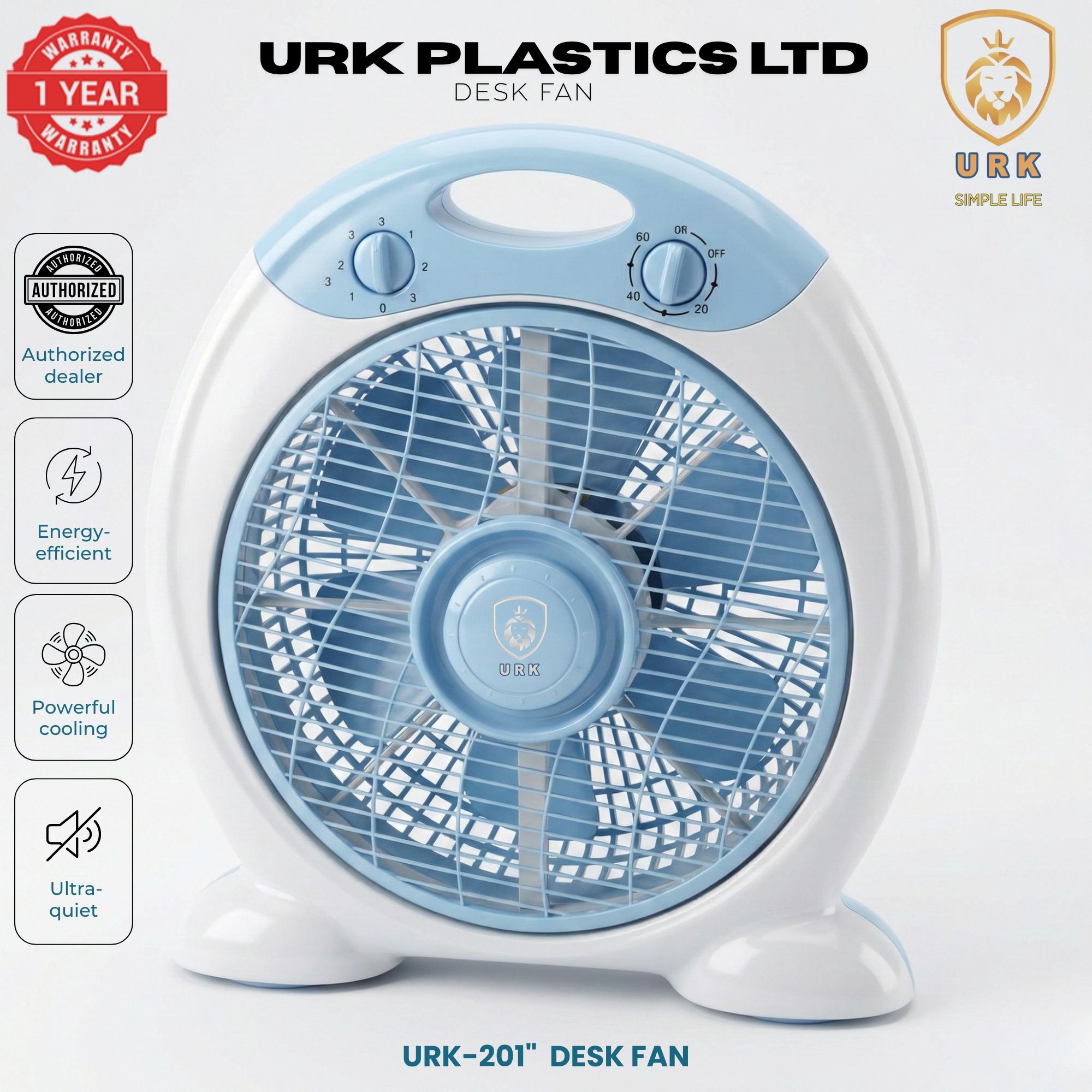 NEW URK-201 DESK & Table fan  With 3 Speeds