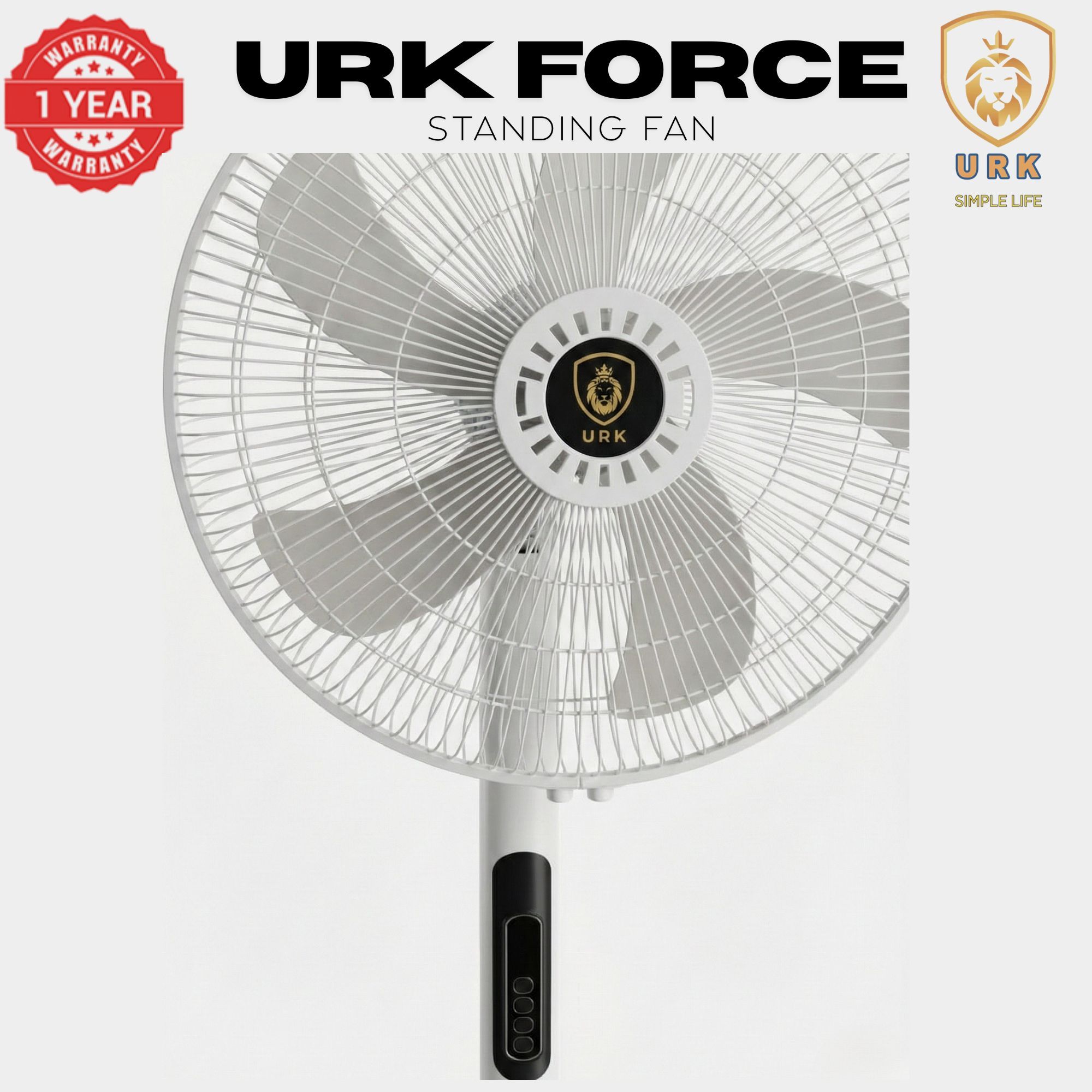 (2PCS) URK-8 Fan 16 Inch Floor Standing Fan with Height, Tilting Angle Adjustment support (2 PCS)