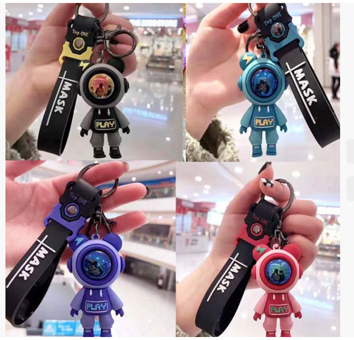 Cartoon Cool sapce man KeyChain bag charm Lobster Claw Clasps easy hang on bags Creative Universe Astronaut Pilot Bear Car Keychain Key-ring Student School Bag Pendant Small Gift keyrings key chains