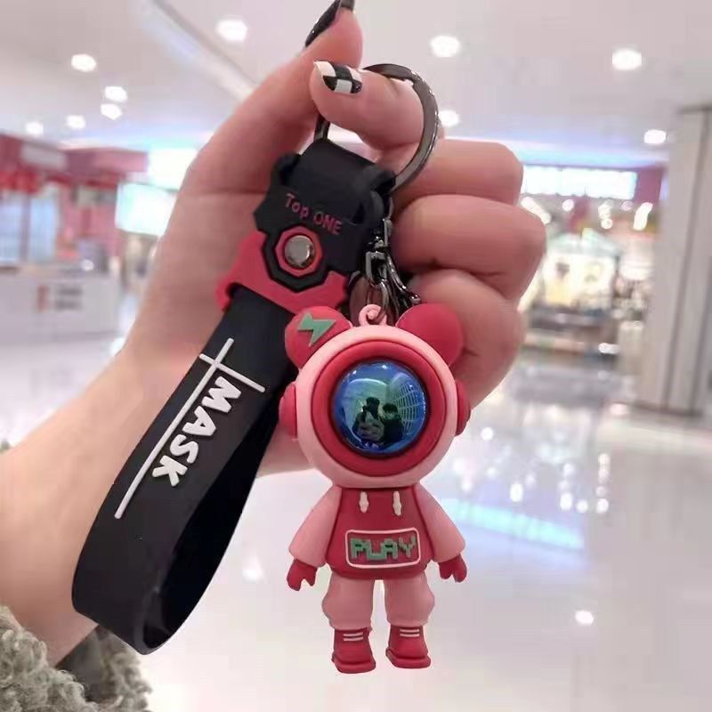 Cartoon Cool sapce man KeyChain bag charm Lobster Claw Clasps easy hang on bags Creative Universe Astronaut Pilot Bear Car Keychain Key-ring Student School Bag Pendant Small Gift keyrings key chains