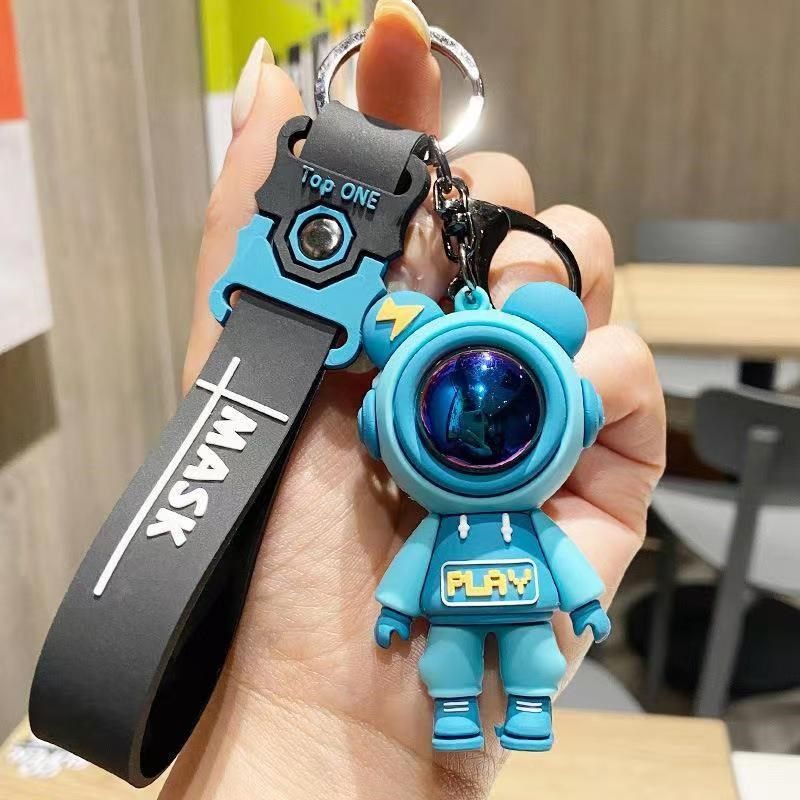 Cartoon Cool sapce man KeyChain bag charm Lobster Claw Clasps easy hang on bags Creative Universe Astronaut Pilot Bear Car Keychain Key-ring Student School Bag Pendant Small Gift keyrings key chains