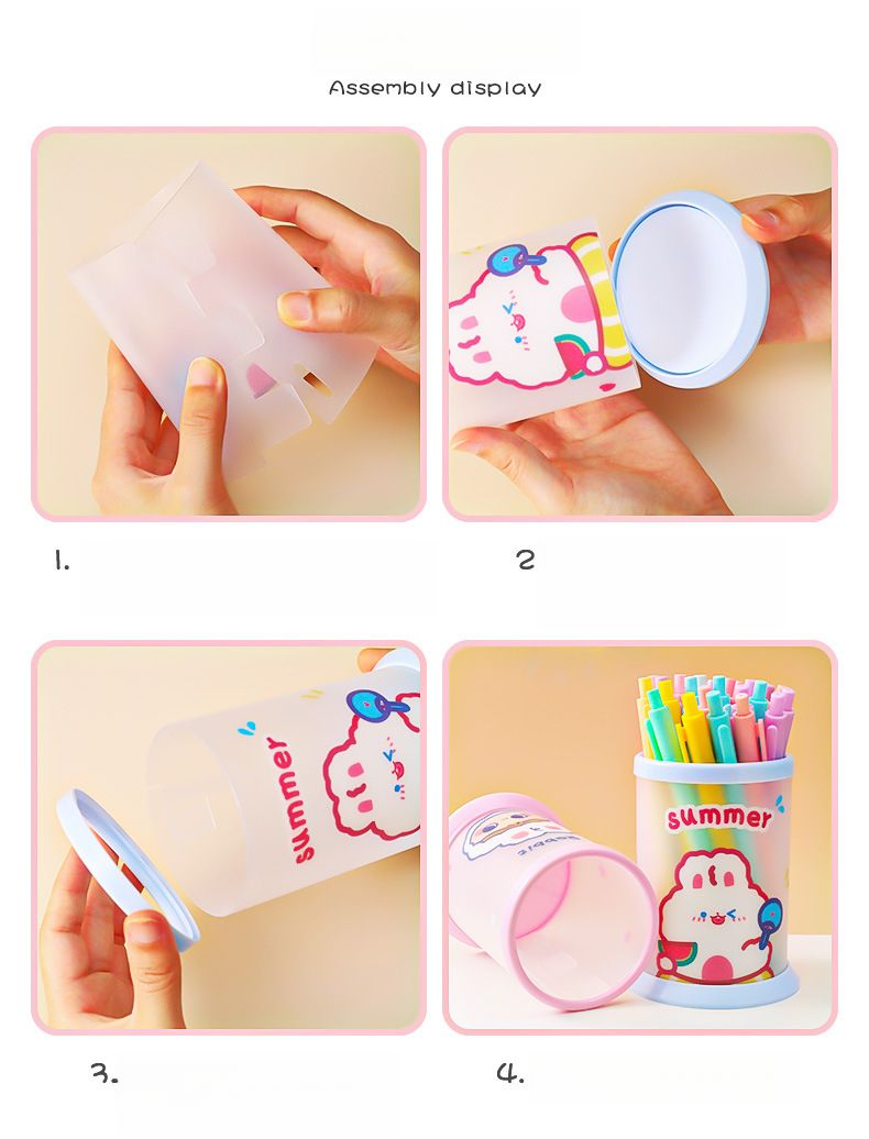 Creative Cute Pen Pencil Holder,Multifunctional Stationery Pen Holder Makeup Brush Holder Kitchen Storage Cup,Cartoon folding DIY pen holder Storage desk Organizer,Kids Office Decor toothbrush Holder